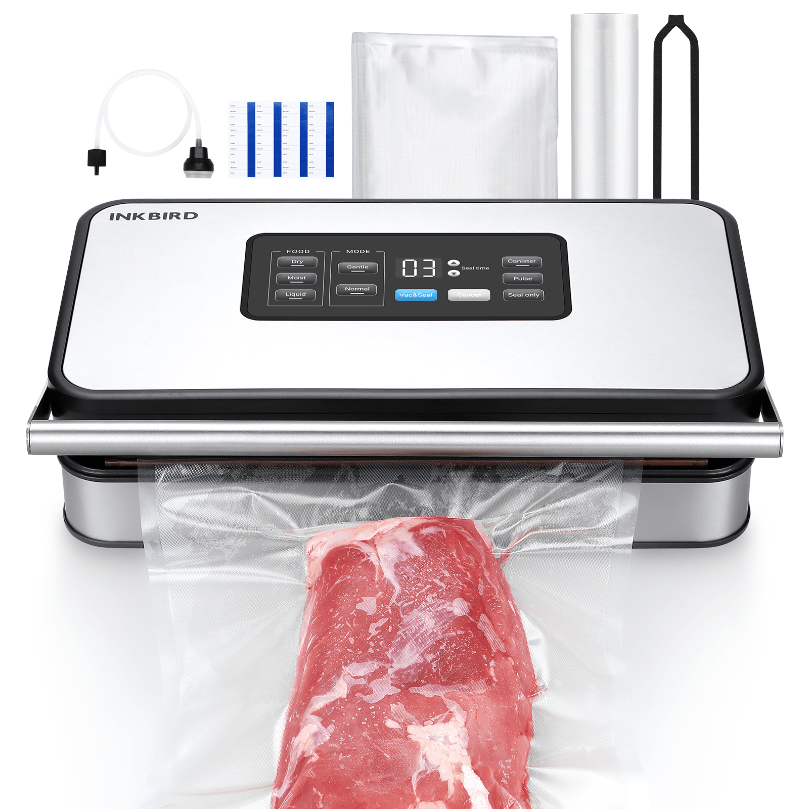 INK VS04 Vacuum Sealer Machine for Food Storage - Airtight Kitchen Appliance for Sous Vide, Meal Prep & Freezer Organization | Compact Home & Commercial Use