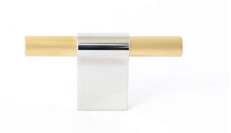 Brass and Nickel Drawer Pulls - T Bar Line Brushed & Polished Cabinet Hardware for Kitchen, Bathroom, and Furniture Upgrade