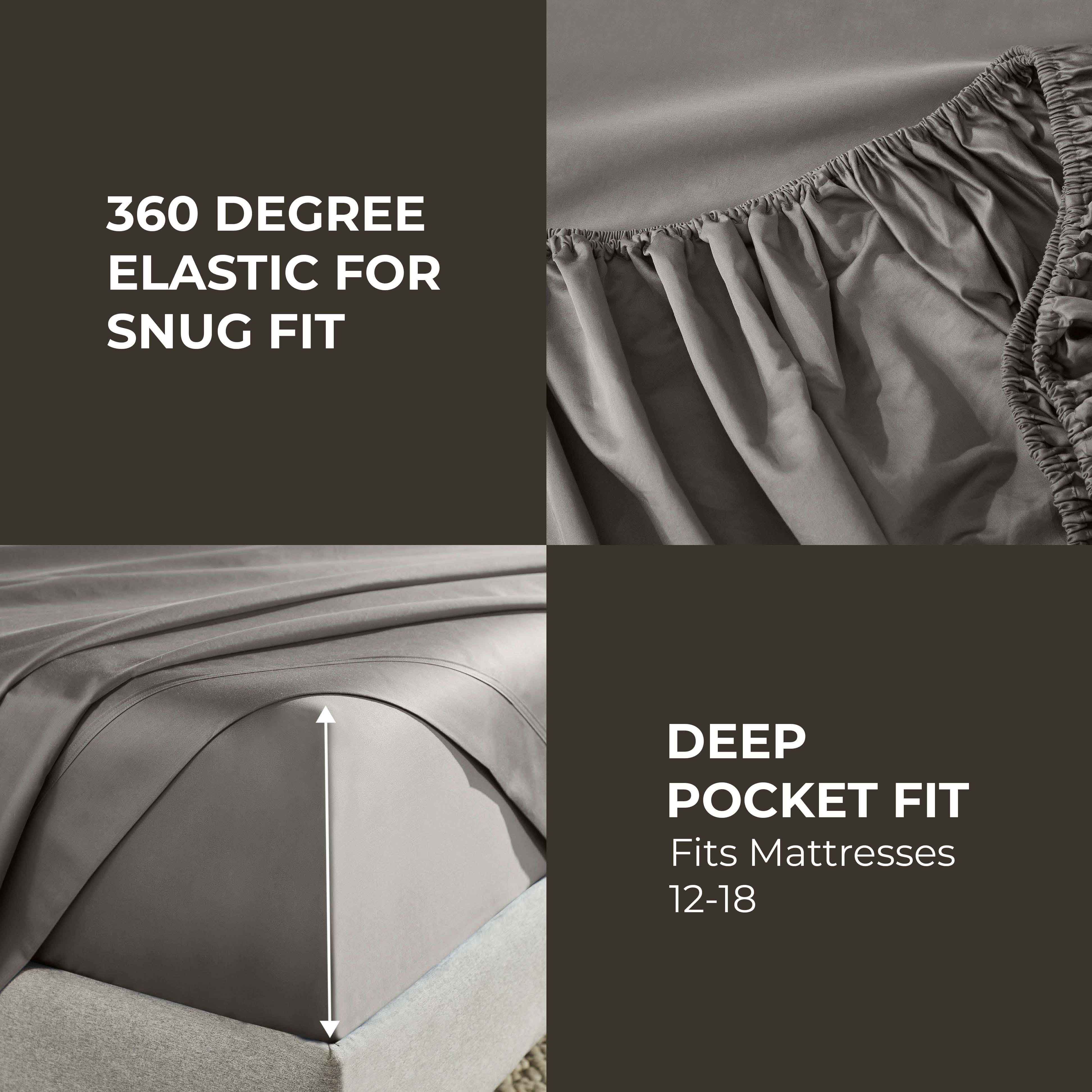 Premium 850 Thread Count 100% Cotton Solid Color Bed Sheet Set - Ultra Soft & Breathable for Comfortable Sleep - Perfect for Master Bedroom, Guest Room & Luxury Hotels