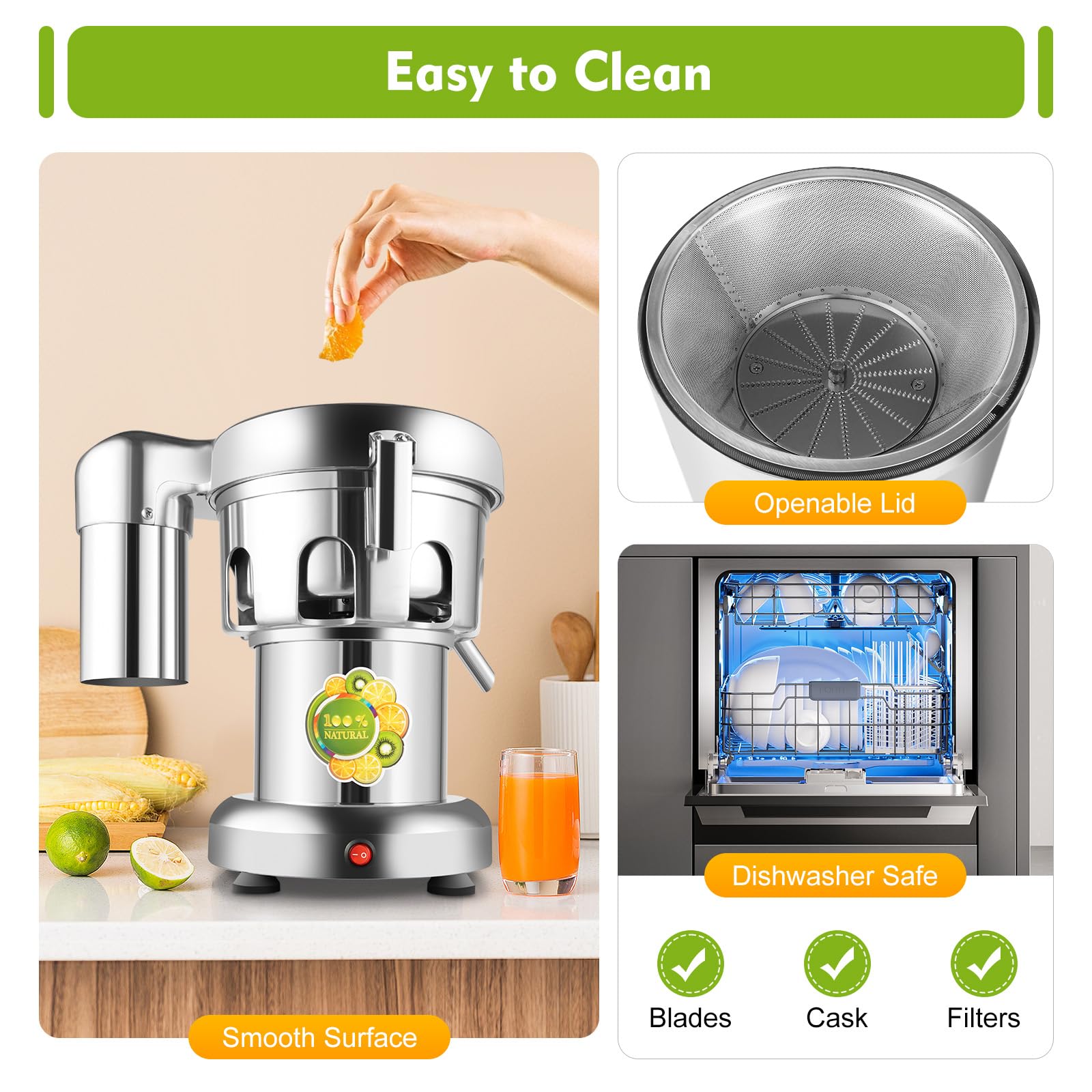 Commercial Heavy Duty 370W Electric Fruit and Vegetable Juice Extractor - Centrifugal Juicer Machine for Home & Restaurant Use - Perfect for Smoothies, Detox Drinks, and Healthy Juicing