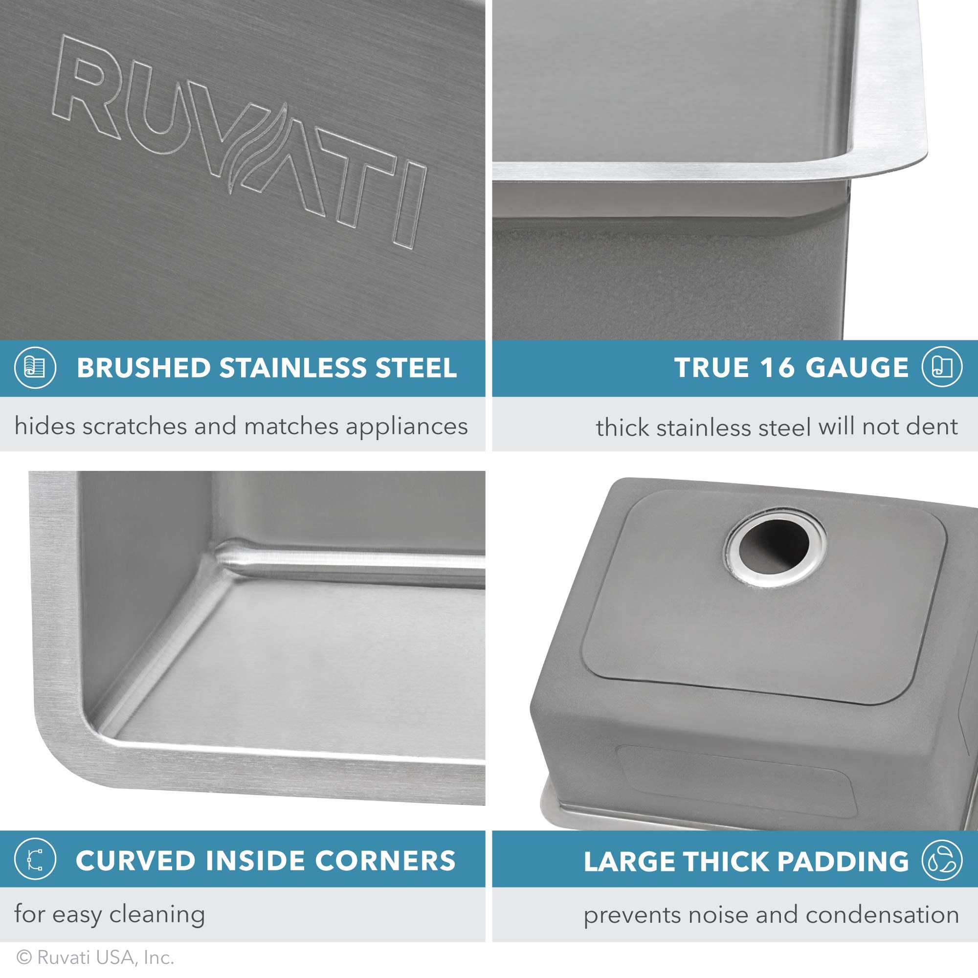 Ruvati 32-inch Undermount Double Bowl Kitchen Sink - 16 Gauge Stainless Steel with Brushed Finish (30/70 Split) | Scratch-Resistant & Easy to Clean | Perfect for Busy Kitchens, Restaurants & Home Renovations (Model RVM5307)