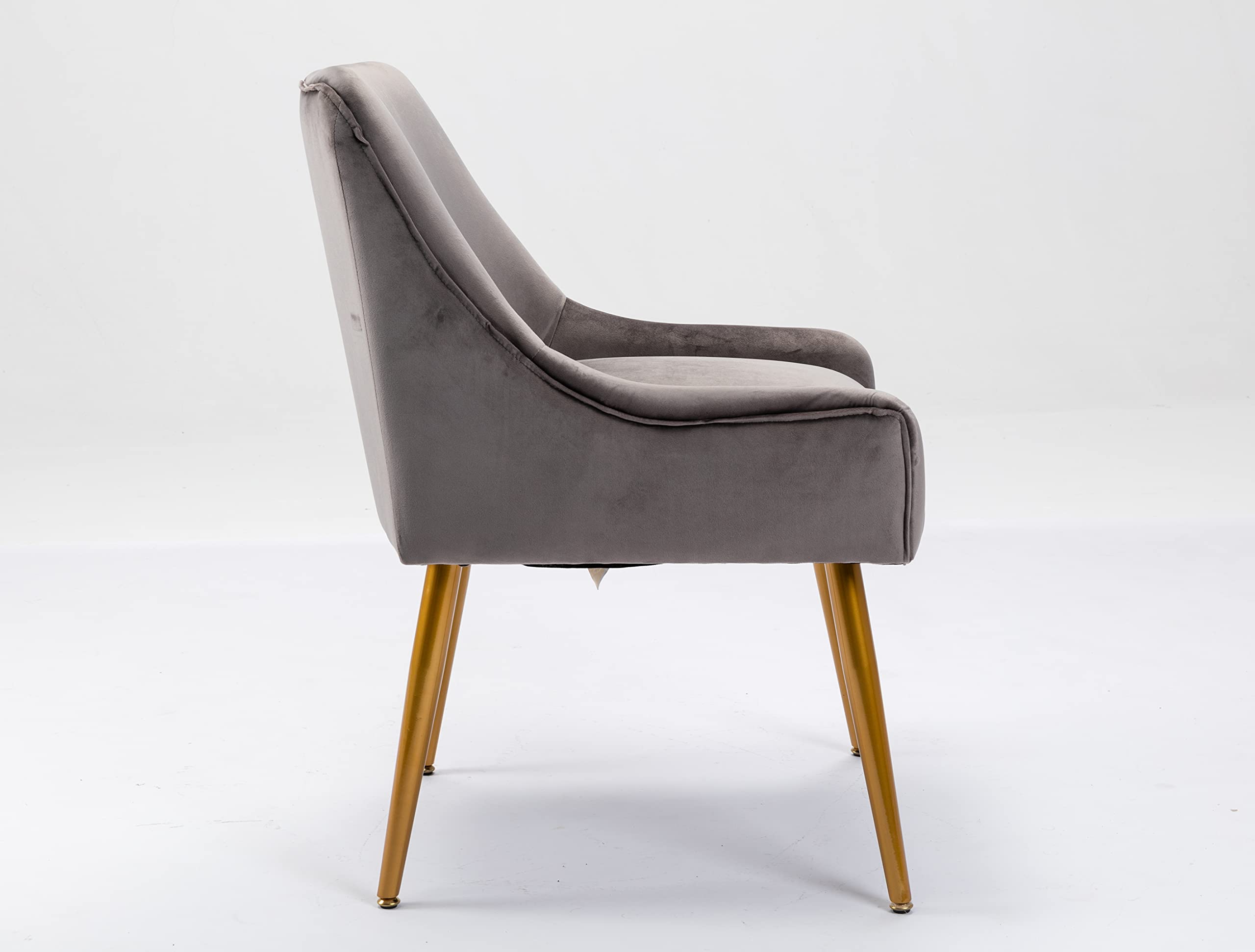 Luxury Velvet Accent Chair with Metal Legs - Modern Upholstered Armchair for Living Room, Bedroom, Office & Dining - Soft Grey Velvet Lounge Chair for Relaxing, Reading & Home Decor