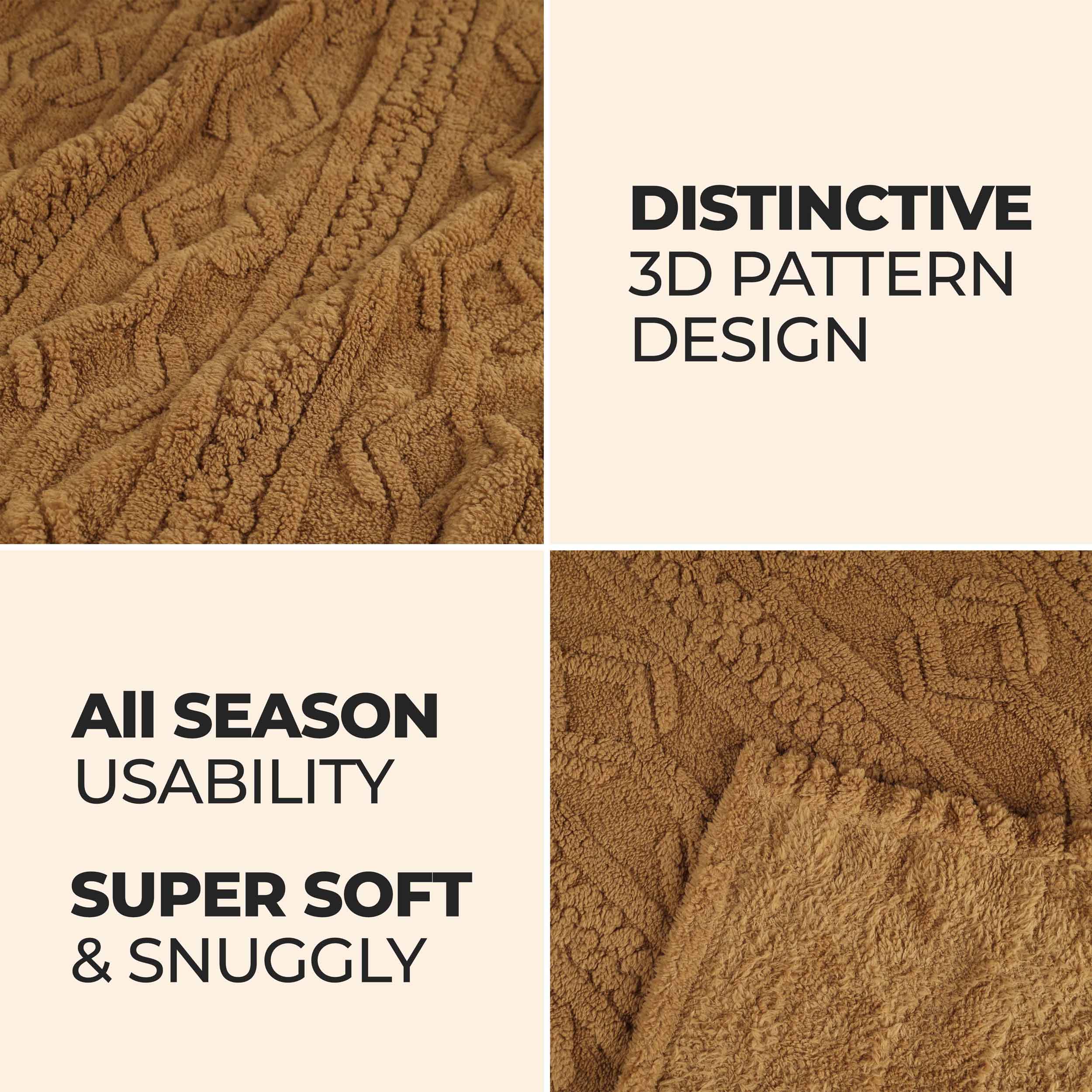 Arctic Boho Jacquard Plush Fleece Blanket - Ultra Soft & Warm Winter Throw for Couch, Bed, Sofa - Perfect for Home Decor, Cozy Nights & Gift Giving