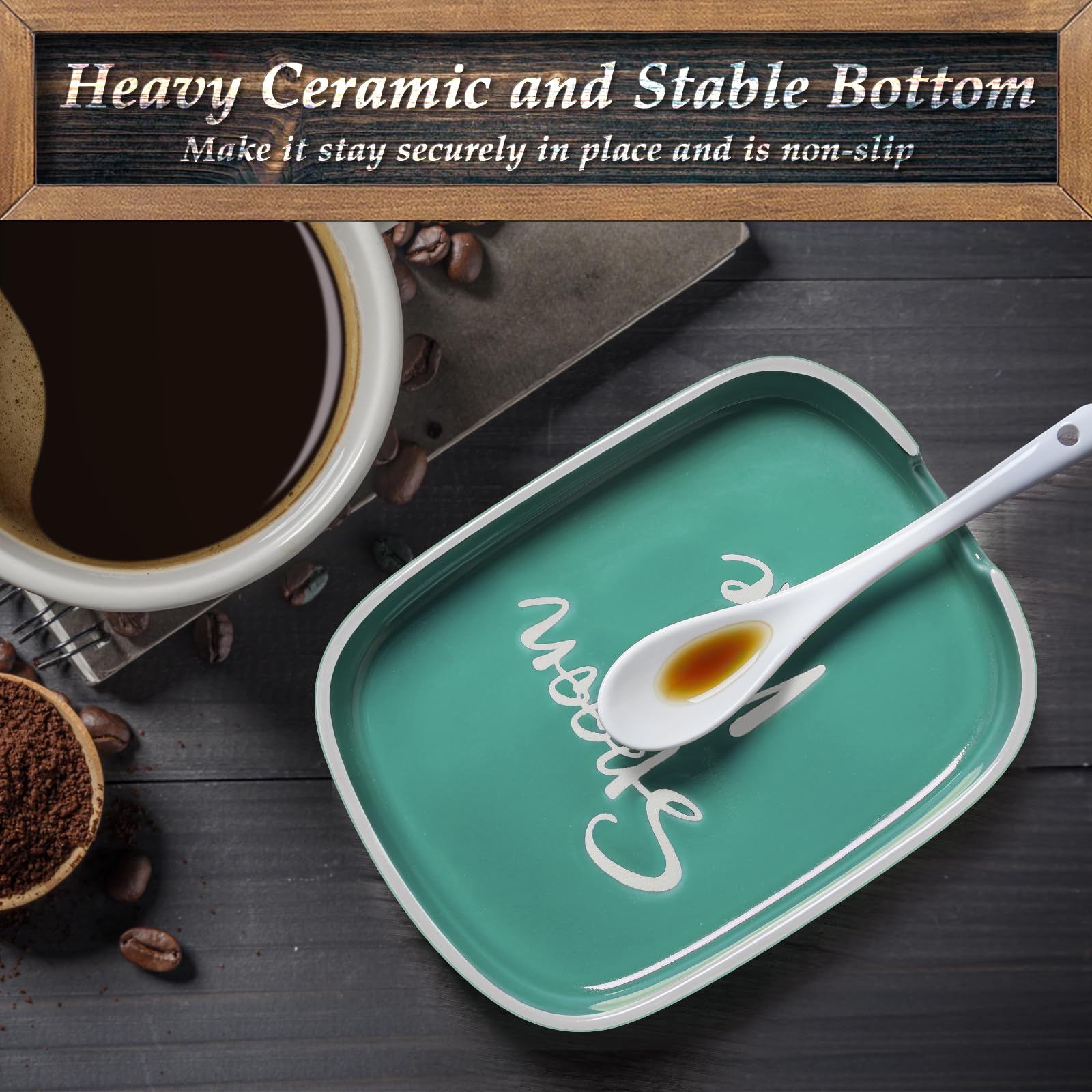 DAYYET Turquoise Ceramic Spoon Rest for Stove Top - Large Heat-Resistant Kitchen Utensil Holder - Teal Cooking Accessory for Countertop - Perfect for Cooking, Serving & Kitchen Decor