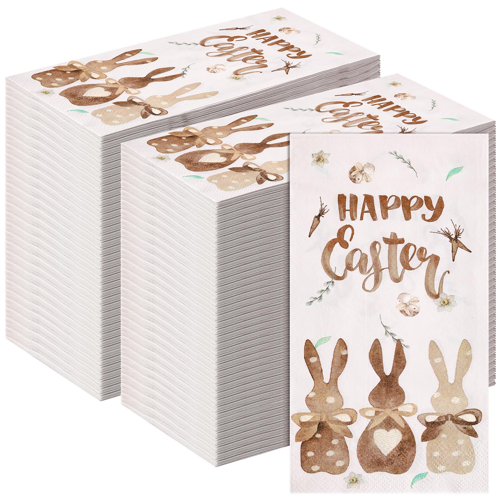 200 Pcs Happy Easter Napkins - Religious Bunny Rabbit Cross Egg Design, Disposable Paper Guest Hand Towels for Easter Dinner Party, Holiday Kitchen & Bathroom Decor (Bunny) - Perfect for Easter Celebrations, Church Events & Spring Gatherings