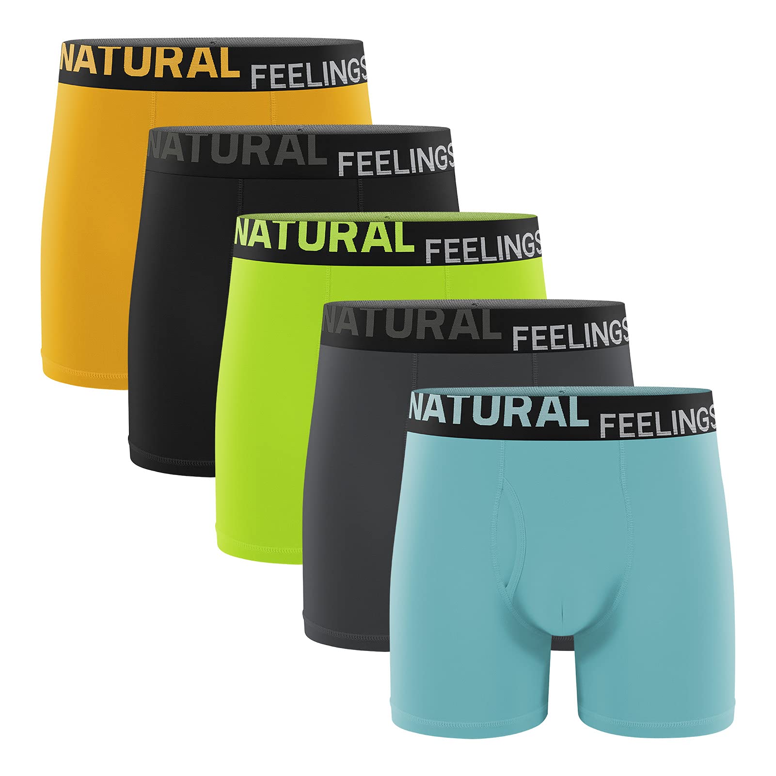 Natural Feelings Men's Boxer Briefs - Soft Cotton Underwear with Open Fly (3-Pack) | Comfortable for Everyday Wear, Workout & Lounge