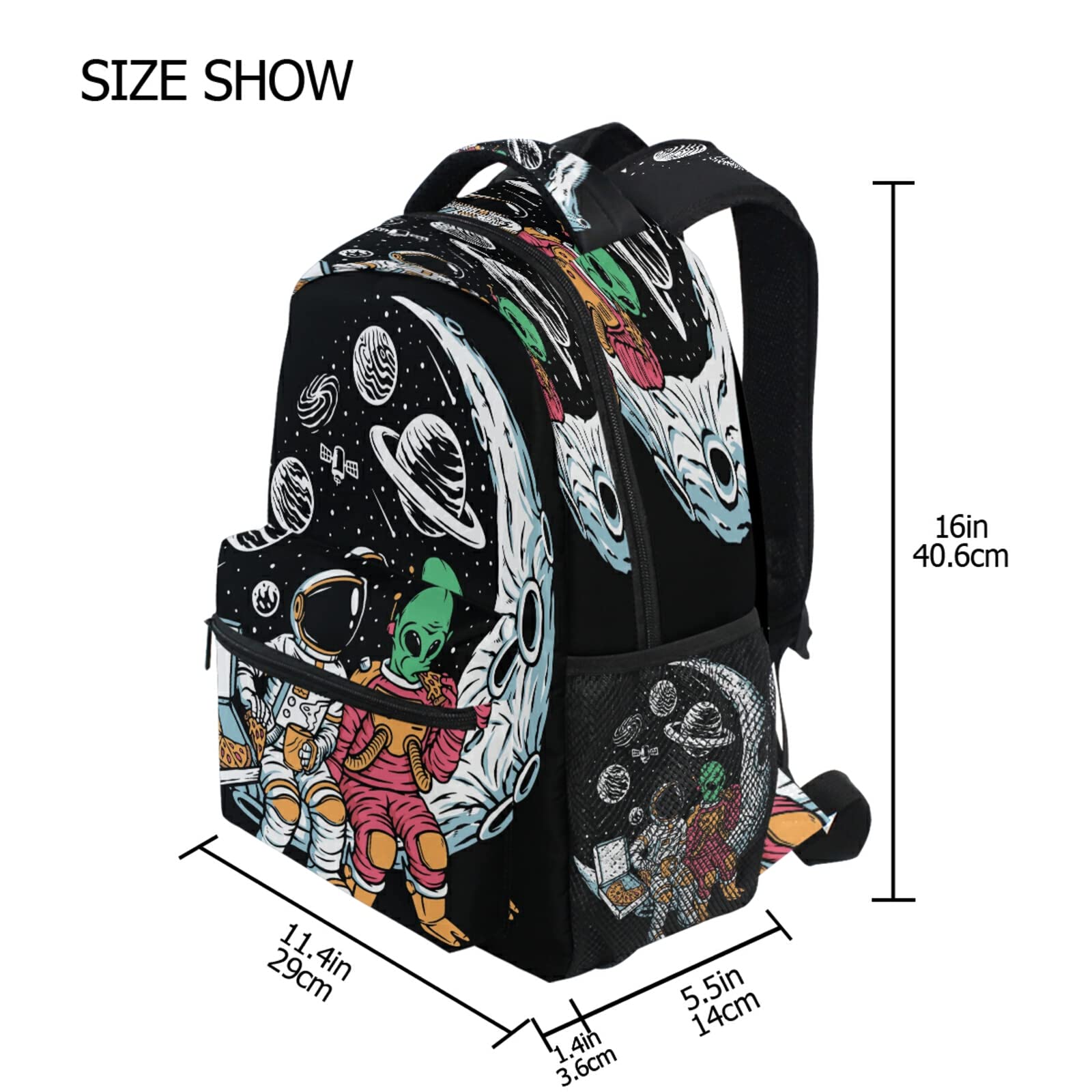 Galaxy Astronauts Alien Themed Backpack - 16 Inch Laptop Bag with Double Zipper, Adjustable Shoulder Straps - Perfect for School, Travel & Sports | Casual Daypack for Men & Women