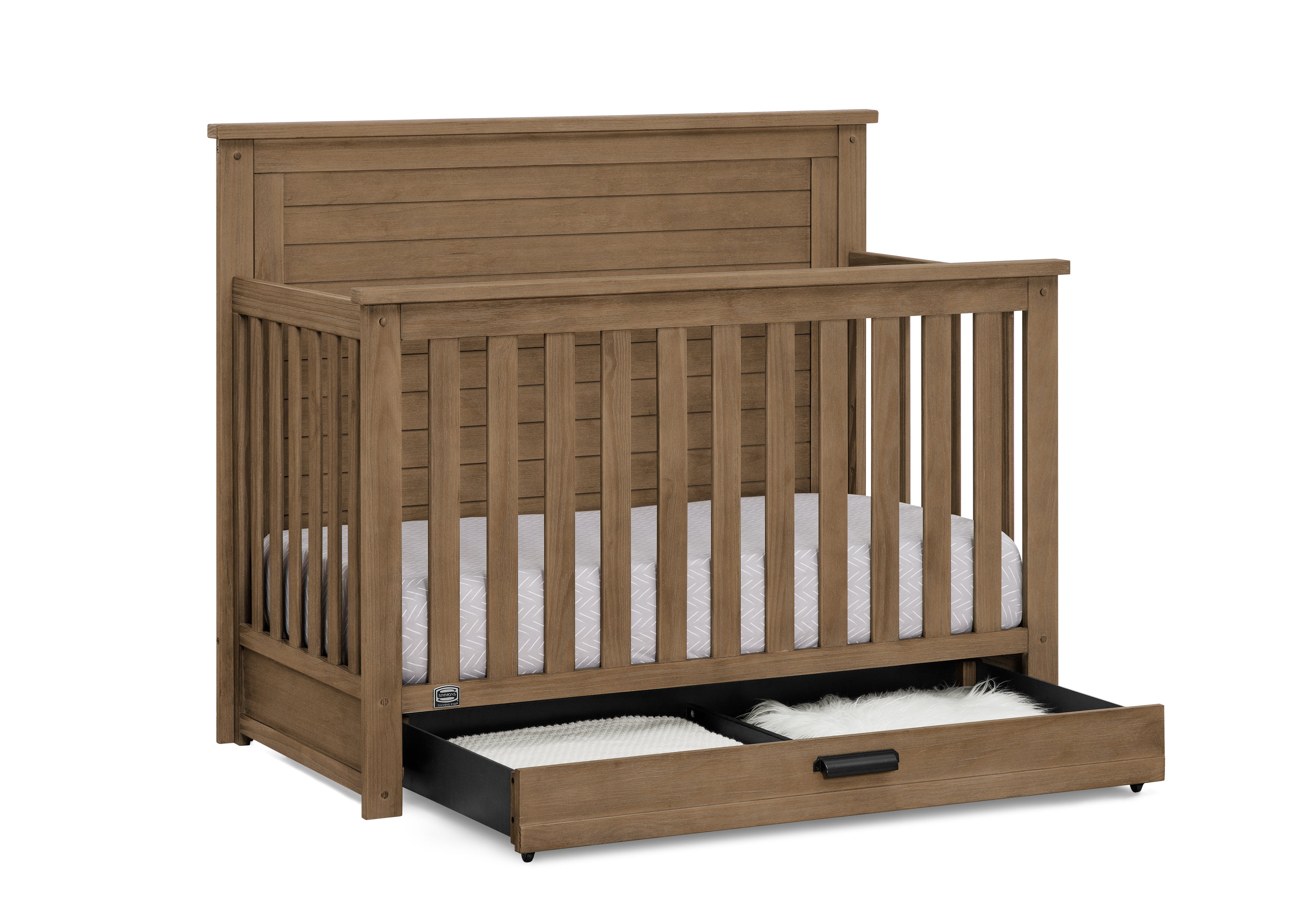 Caden 6-in-1 Convertible Baby Crib with Trundle Drawer - Nursery Furniture for Newborn to Toddler Bed | Perfect for Small Spaces & Shared Kids Rooms