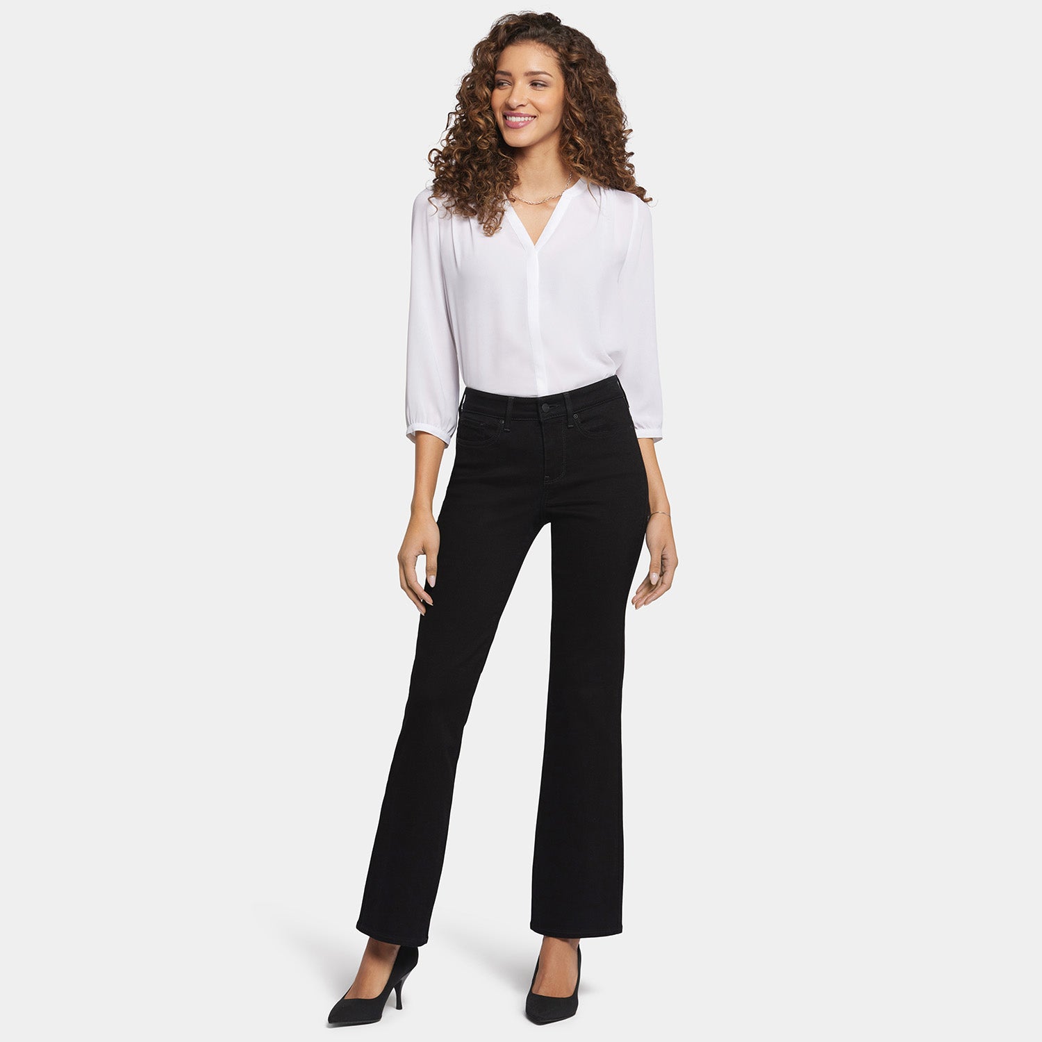 Blake Slim Flared Jeans for Women - High Waisted Stretch Denim Pants, Black - Perfect for Casual Wear, Date Night & Office Outfits