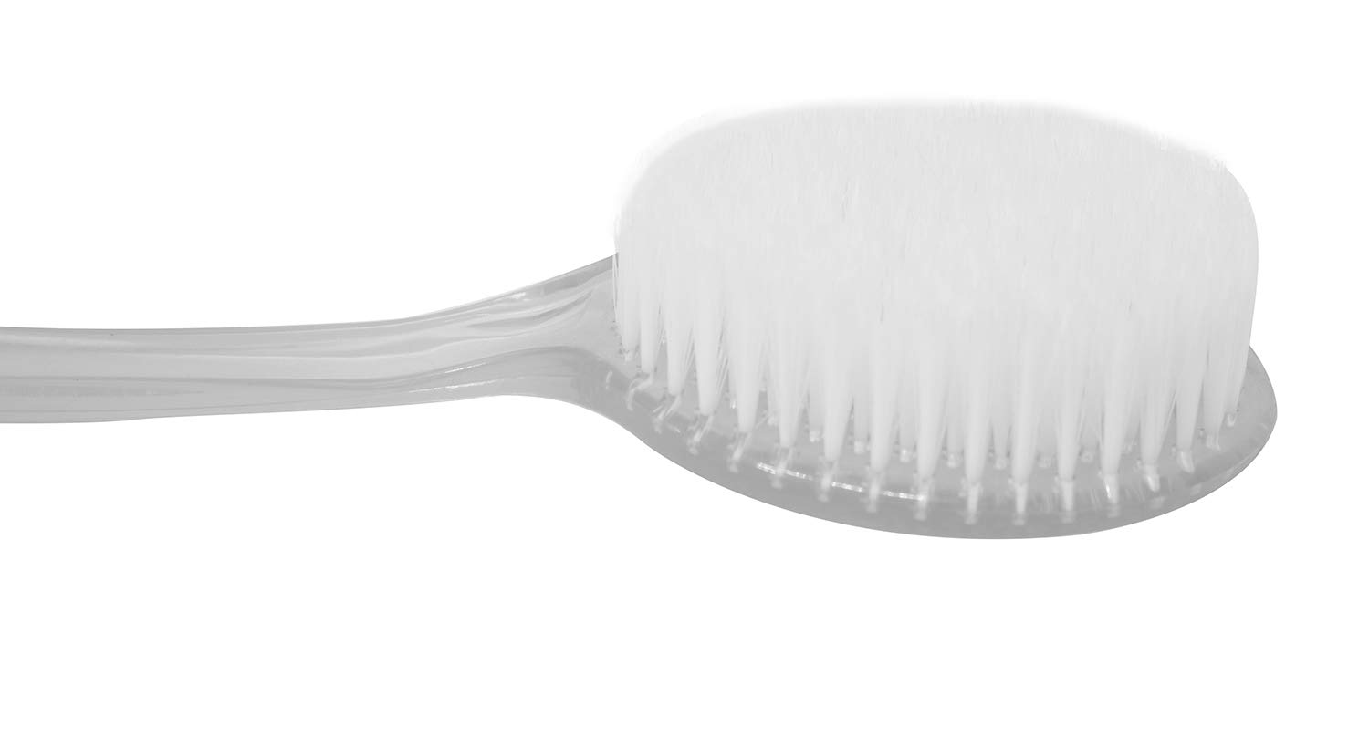 Ekan Soft Bristles Back Scrubber with Long Handle - Exfoliating Loofah Brush for Men & Women - Grey - Ideal for Shower, Bath & Spa Use - Pack of 1