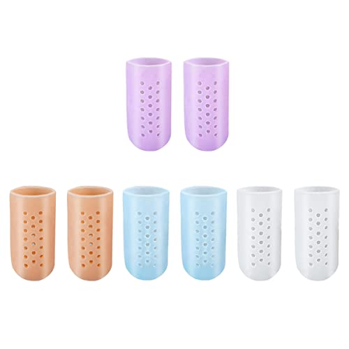 FRCOLOR 4 Pairs Gel Toe Sleeves & Caps - Big Toe Protector for Hammertoes, Bunions, Corns - Comfortable & Breathable for Running, Yoga, and Daily Wear