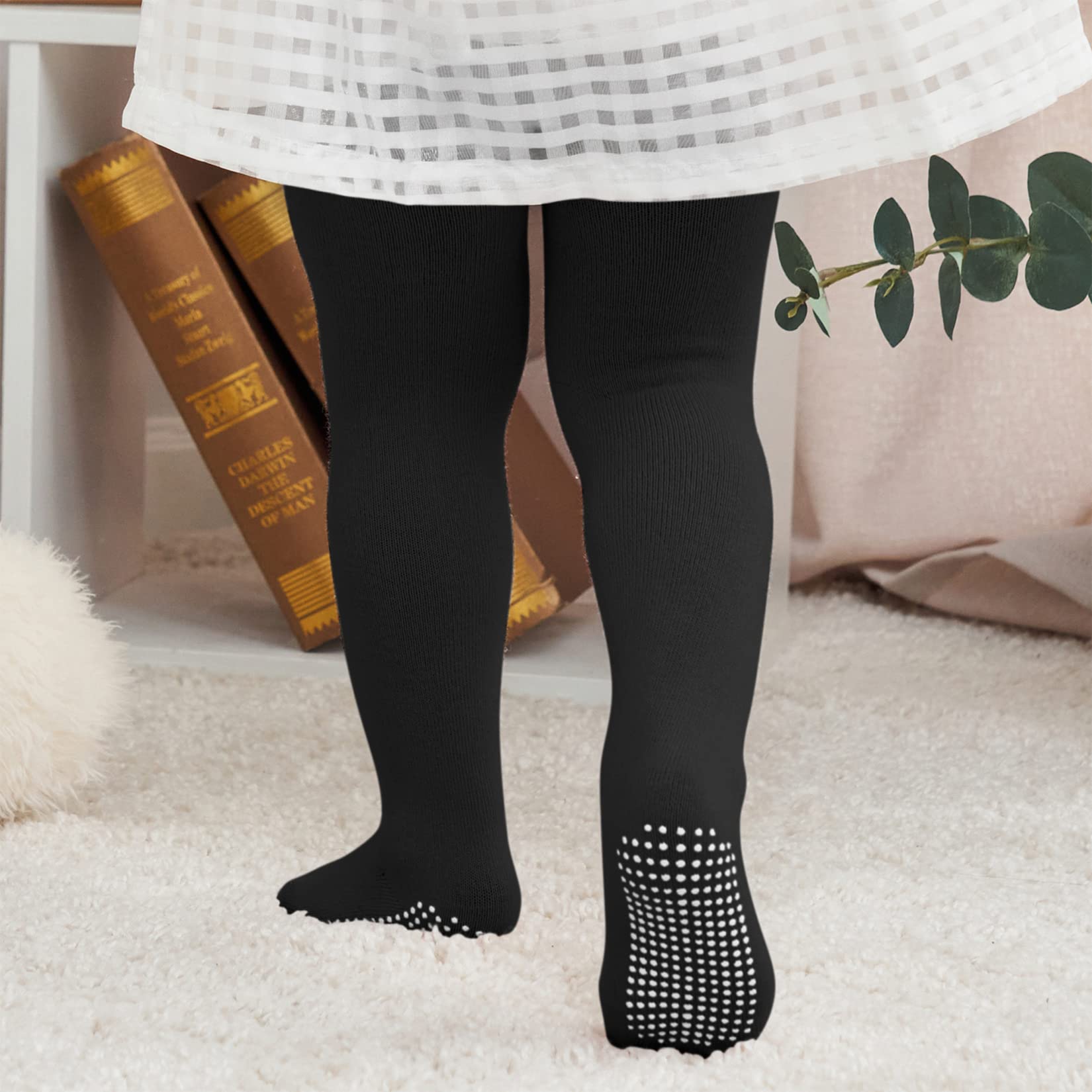 Century Star Non-Slip Baby Tights for Girls - Soft Cotton Toddler Leggings for Newborns & Infants | Perfect for Playtime, Daycare & Winter Outfits