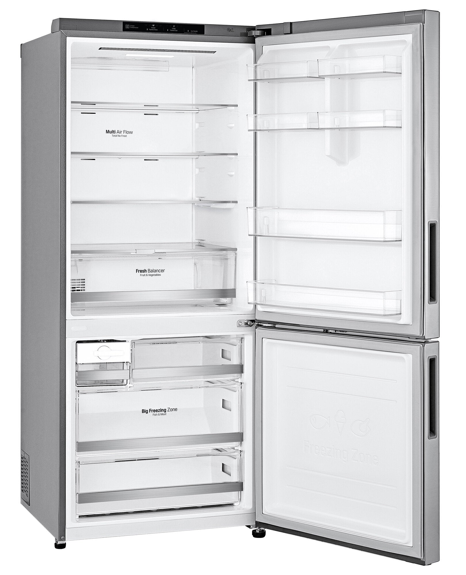 LG 420L Bottom Mount Refrigerator with Freezer - Stainless Steel GB-455PL - Energy Efficient French Door Fridge for Modern Kitchen & Home Use