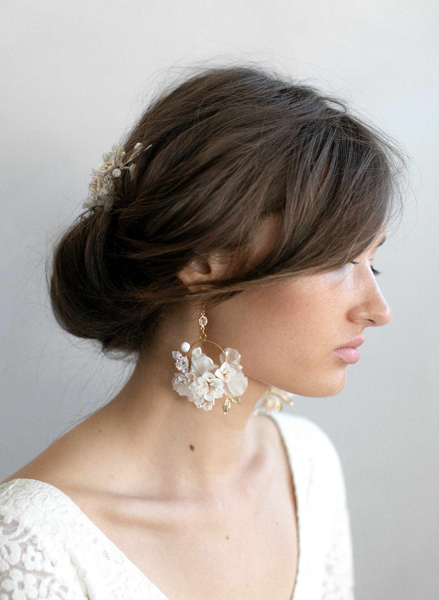 Creamy Blossom & Silk Flower Earrings - Style #951 | Elegant Floral Dangle Earrings for Women, Weddings, Parties & Special Occasions
