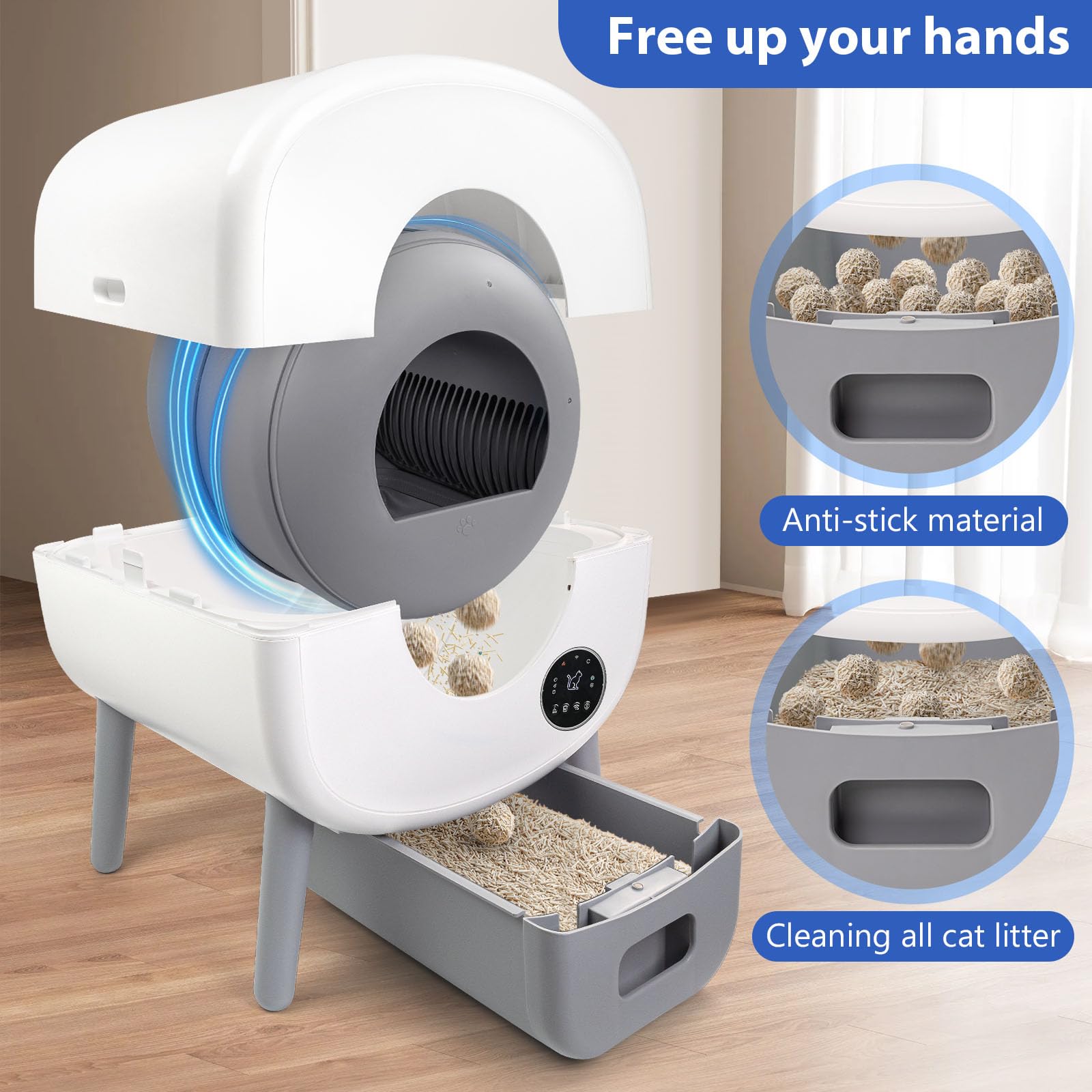 Self Cleaning Cat Litter Box - 95L Automatic Litter Box for Multiple Cats with APP Control & Odor-Free Waste Disposal (Includes Trash Bags) - Perfect for Busy Pet Owners & Multi-Cat Households