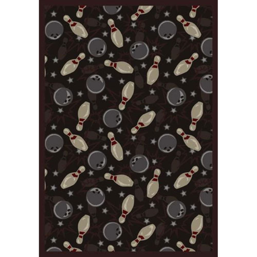 Joy Carpets Sports Fan Retro Bowl Area Rug in Chocolate - Perfect for Game Room, Man Cave, or Sports-Themed Home Decor