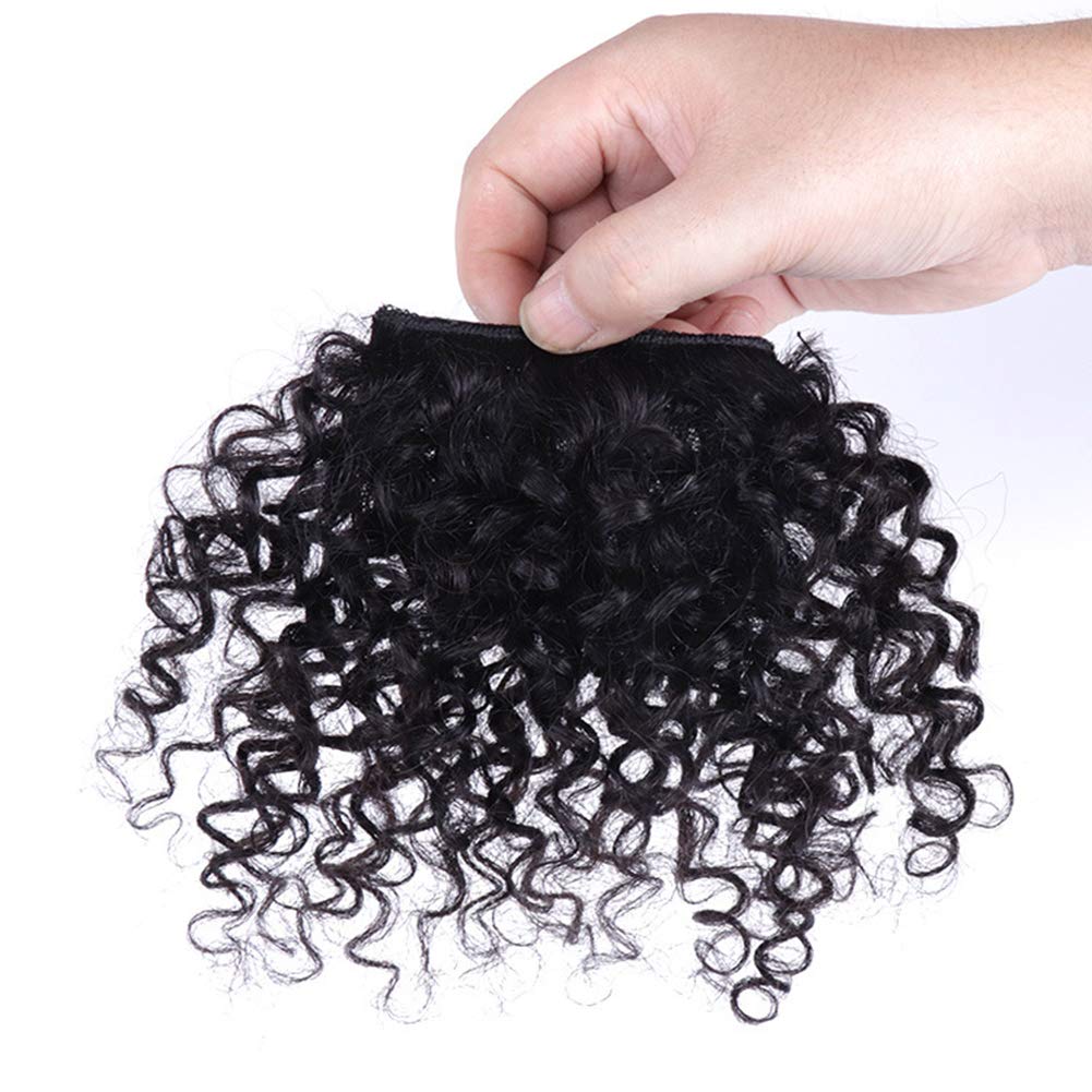 Afro Kinky Curly Clip-In Bangs | Human Hair Extensions | Natural Black Short Jerry Curly Fringe | Hairpieces for Women | Perfect for Cosplay, Daily Styling & Volume Boost
