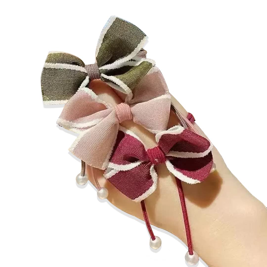 Myra Collection Bow Knotted Hair Scrunchie - Handmade Ponytail Holder & Elastic Hair Tie for Women - Perfect for Workouts, Office, and Everyday Use