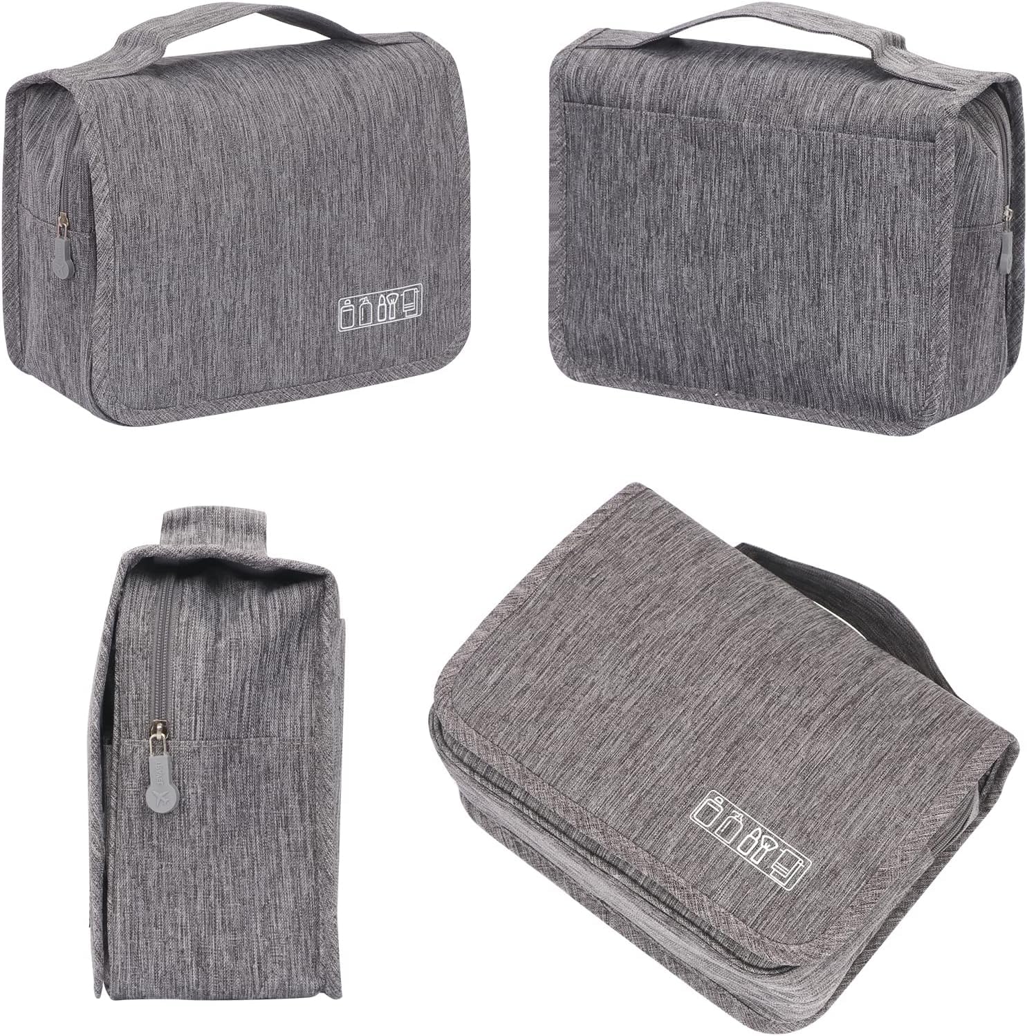 Anayo Hanging Travel Toiletry Bag - Waterproof Cosmetic & Makeup Organizer Pouch for Men & Women | Portable Shaving Kit, Brush Holder & Medicine Organizer | Perfect for Camping, Gym & Business Trips (Grey)