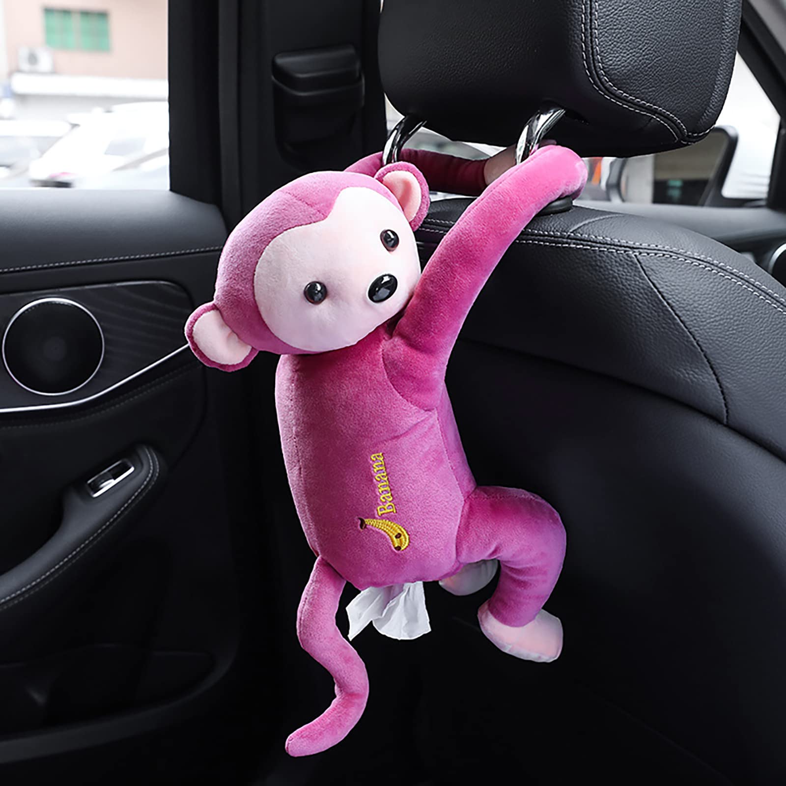 Yestrong Monkey Tissue Box Holder - 2PCS Creative Car Tissue Dispenser for Napkins & Paper Storage | Perfect for Car, Bathroom, Bedroom & Kitchen Decor (Pink) - Cute & Functional Home & Office Organizer