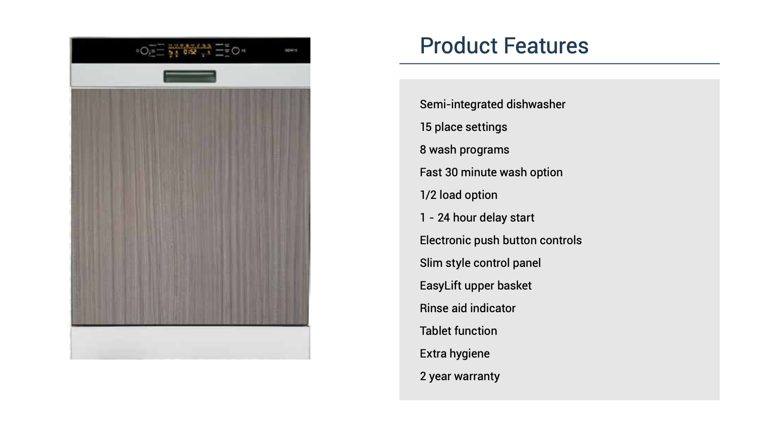 Baumatic SIDW15 60cm Semi-Integrated Dishwasher - Energy Efficient, Quiet Operation | Perfect for Small Kitchens & Apartments | Clearance Sale Discount