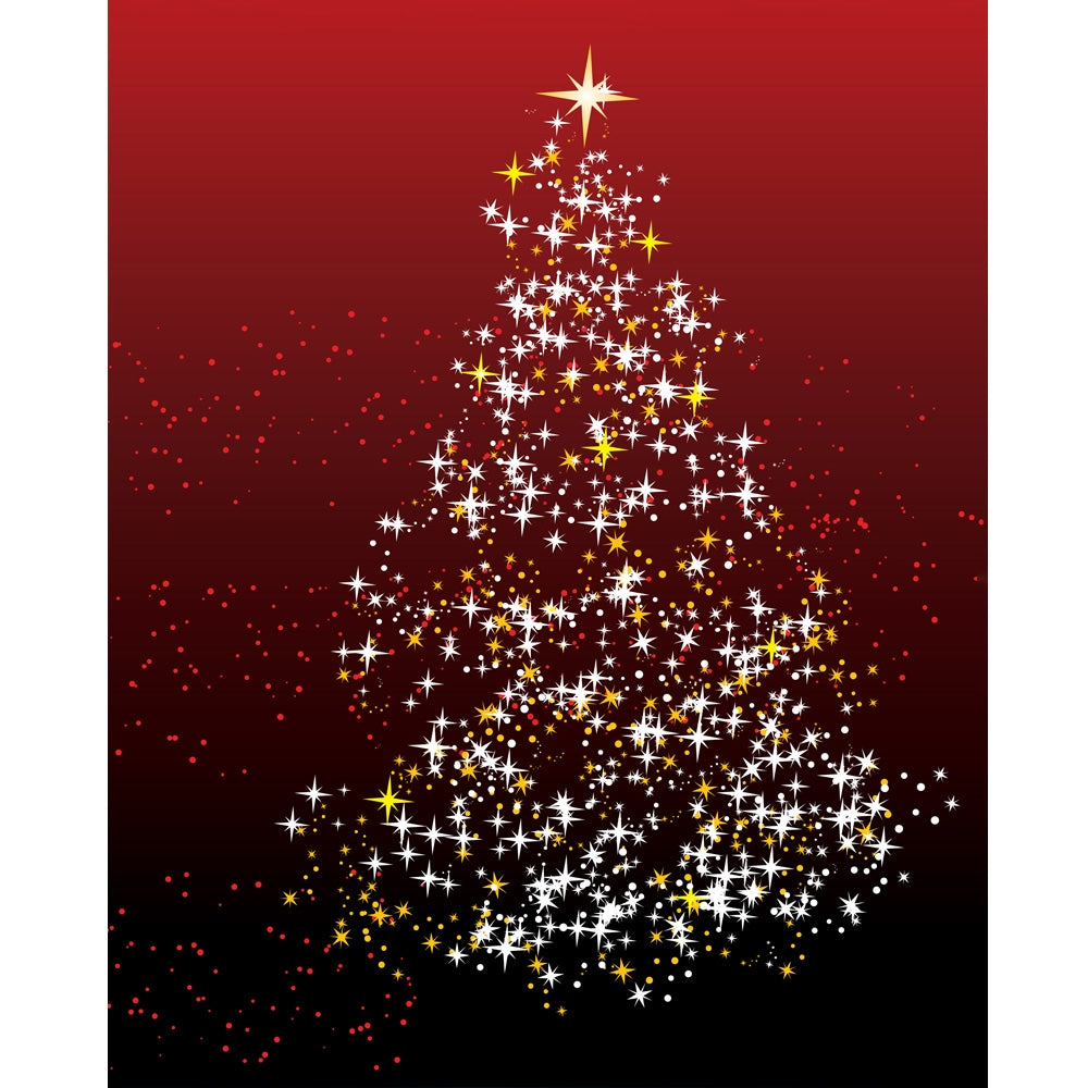 Sparkling Christmas Tree Printed Backdrop - Holiday Party Decor, Xmas Photo Booth Background, Festive Seasonal Celebration Backdrop for Home & Events