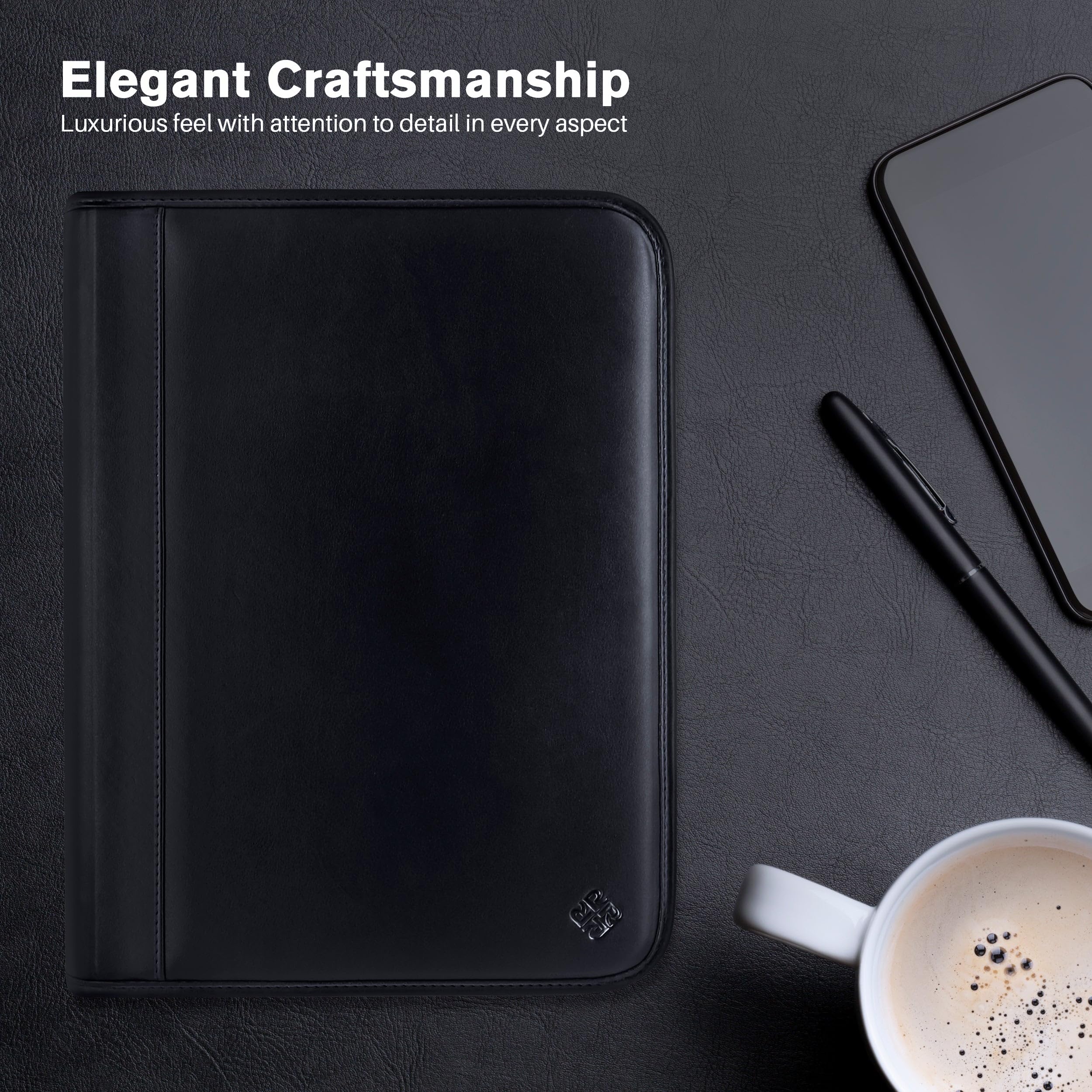ROOCASE Wilshire Executive Portfolio - Premium Magnetic Leather Case for iPad Air 10.5 (3rd Gen 2019) & iPad Pro 10.5 (2017) with Built-in Organizer & Apple Pencil Holder - Perfect for Business Professionals & Office Use (Black)