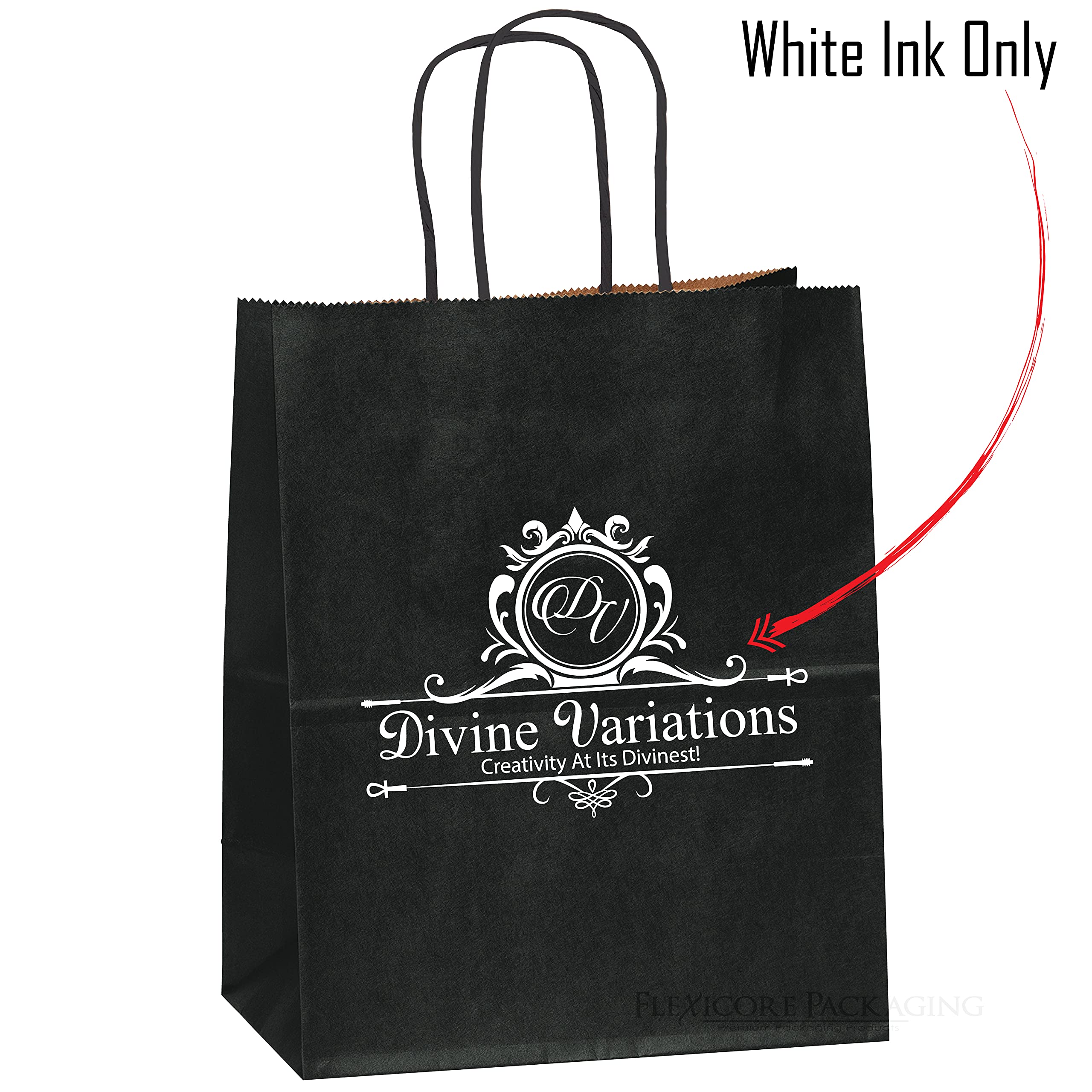 Premium Black Kraft Paper Bags 8x4.75x10.25 Inches - 5 Pack with Custom Logo Printing | Eco-Friendly Gift Packaging for Retail, Boutique & Wedding Favors