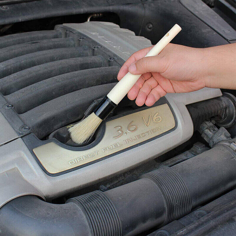 Premium Boar Hair Detailing Brush with Protective Rubber Ferrule - 2 Pack - Perfect for Car Detailing, Motorcycle Cleaning & Home Dusting