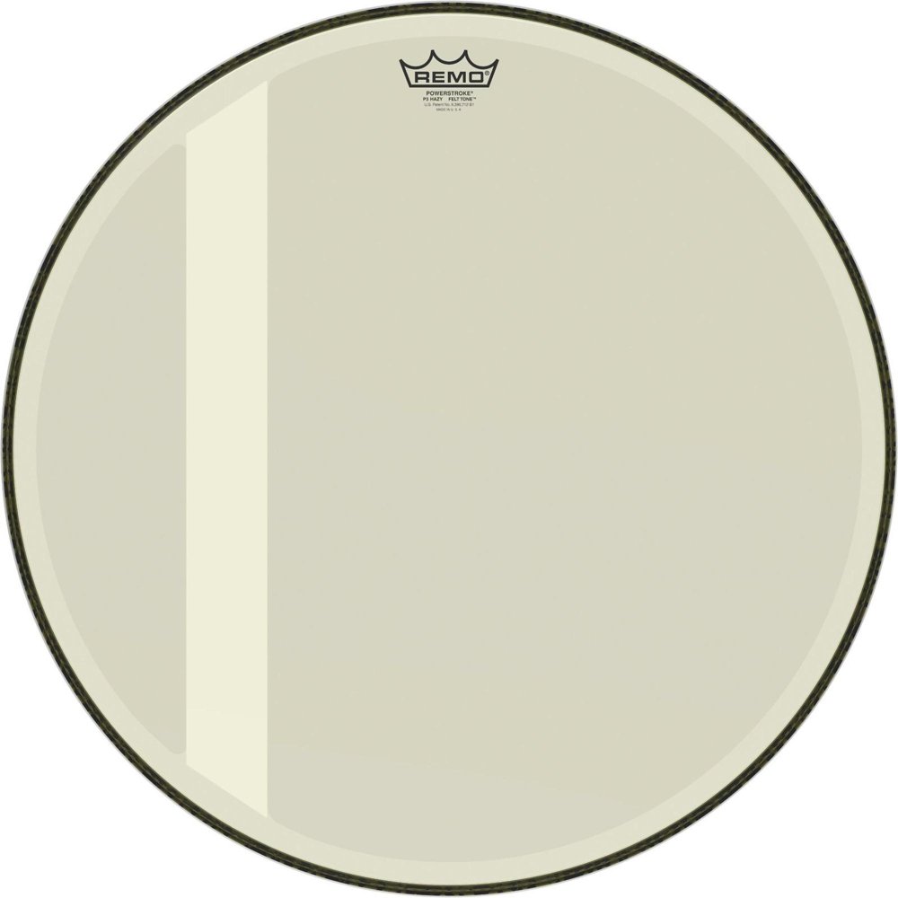 Remo P3-1020-00-FLT-U Powerstroke P3 Felt Tone Hazy Bass Drumhead 20 Inch - Premium Drum Head for Jazz, Rock & Studio Recording