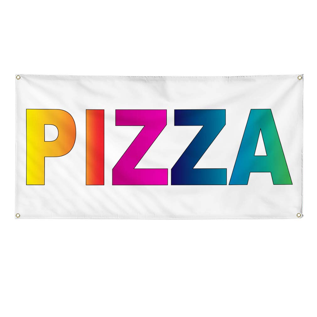 Custom Vinyl Banner for Pizza, Food Bar & Restaurant - Weatherproof Outdoor Sign with 10 Grommets (60x144 Inches) - Perfect for Food Trucks, Yard Sales & Industrial Use