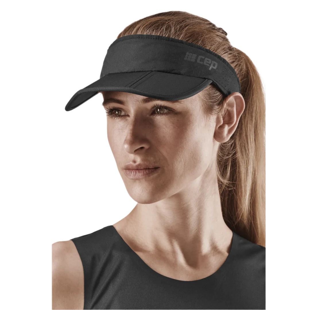 CEP Unisex Running Foldable Visor Cap - Black | Lightweight Adjustable Sun Protection for Men & Women | Perfect for Jogging, Hiking & Outdoor Sports