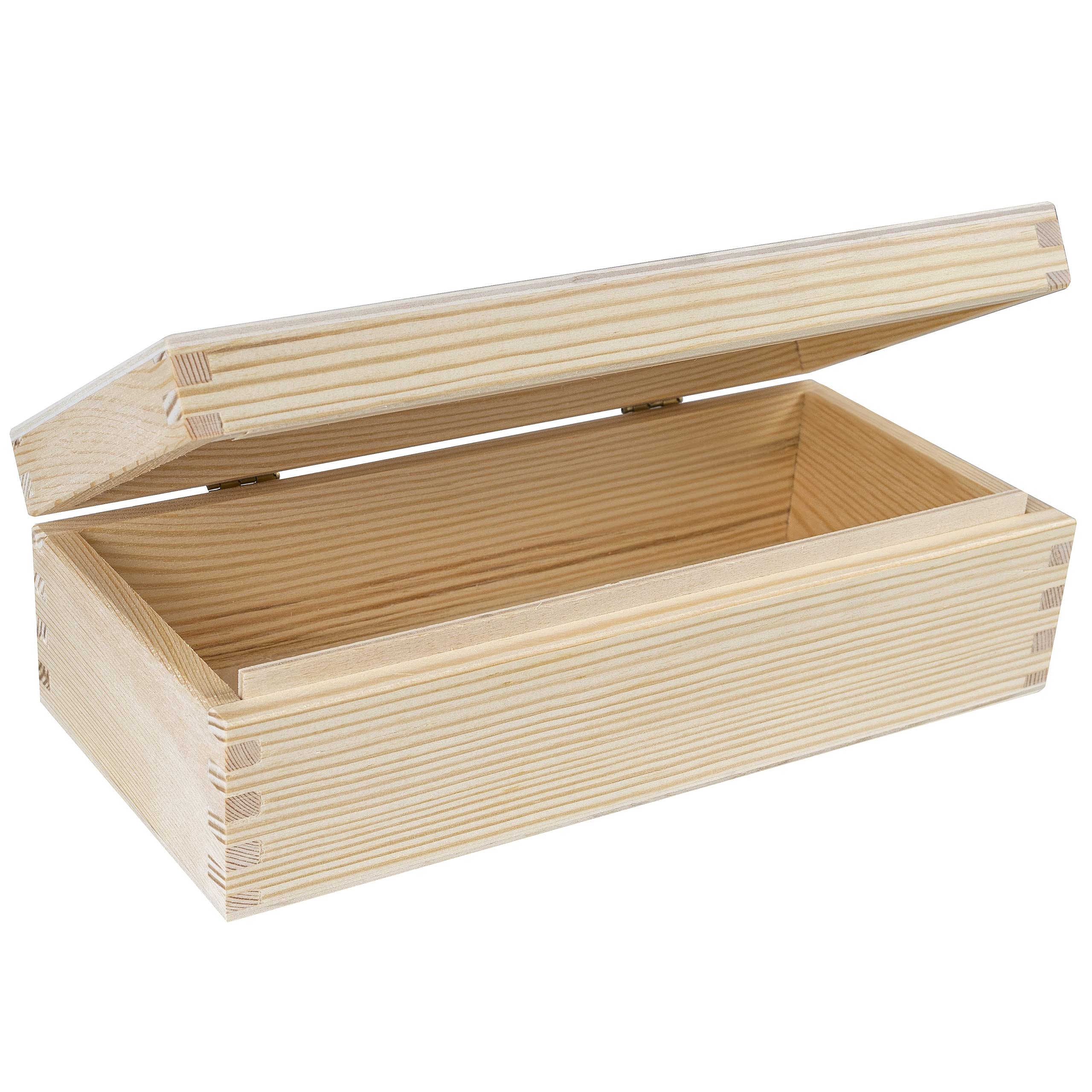 Unfinished Wooden Storage Box with Lid - 9.44 x 4.44 x 2.83 Inches Plain Rectangular Craft Box - Jewelry Organizer & Small Item Holder for Office, Bedroom, and Craft Room Storage Solutions