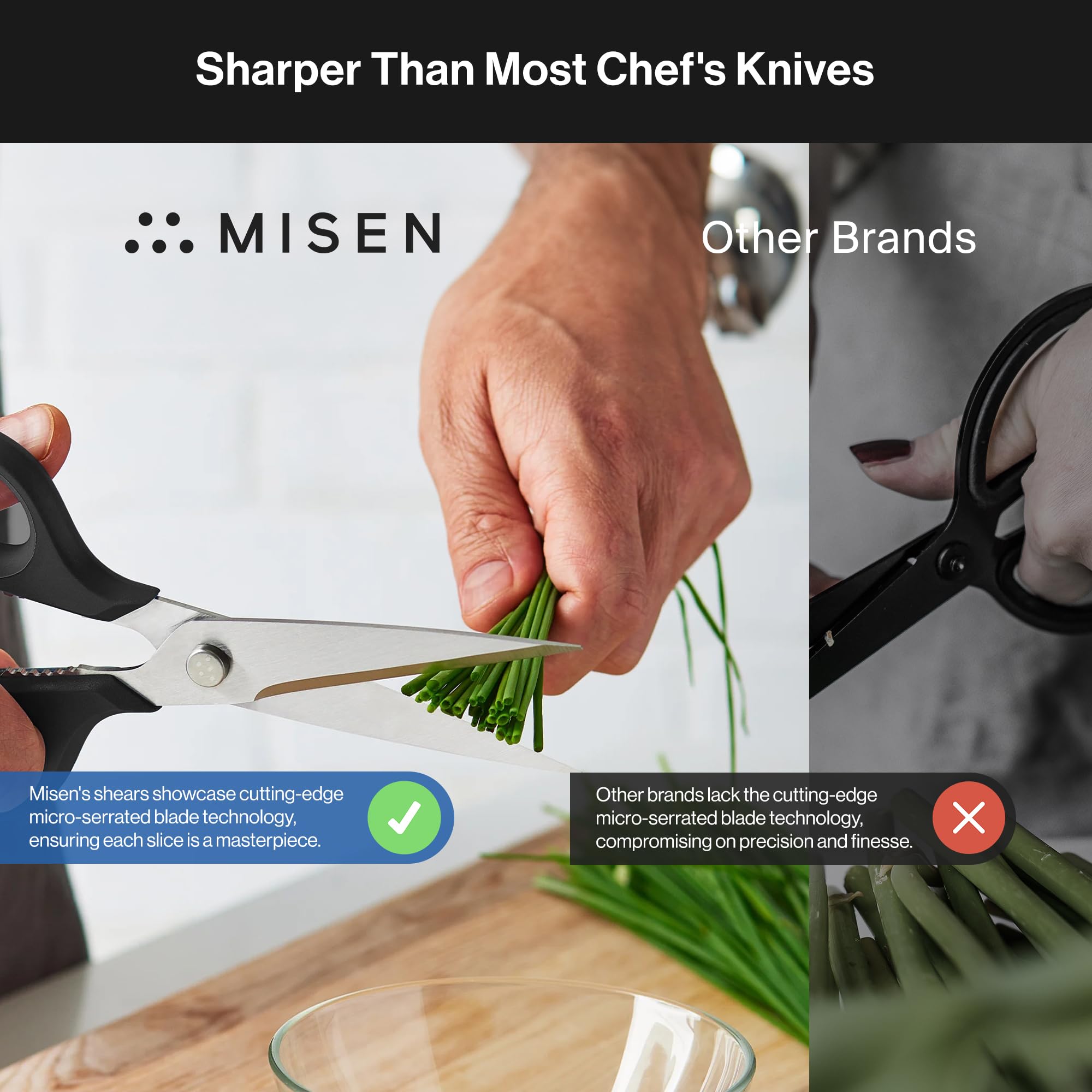 Premium Misen Heavy Duty Kitchen Shears - Professional Stainless Steel Cooking Scissors for Cutting Meat, Poultry, Herbs & Vegetables - Ergonomic Ambidextrous Handle - Dishwasher Safe - Perfect for Meal Prep, Butchering & Food Processing
