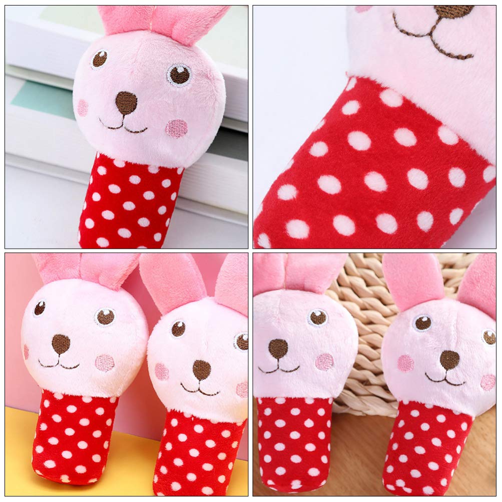 Balacoo 2-Pack Rabbit Shaped Pet Chew Toys - Soft Fluffy Stuffed Animal Interactive Dog & Cat Toys for Teething Puppies - PP Cotton Safe Biting Toys for Small Pets - Perfect for Playtime, Training & Anxiety Relief
