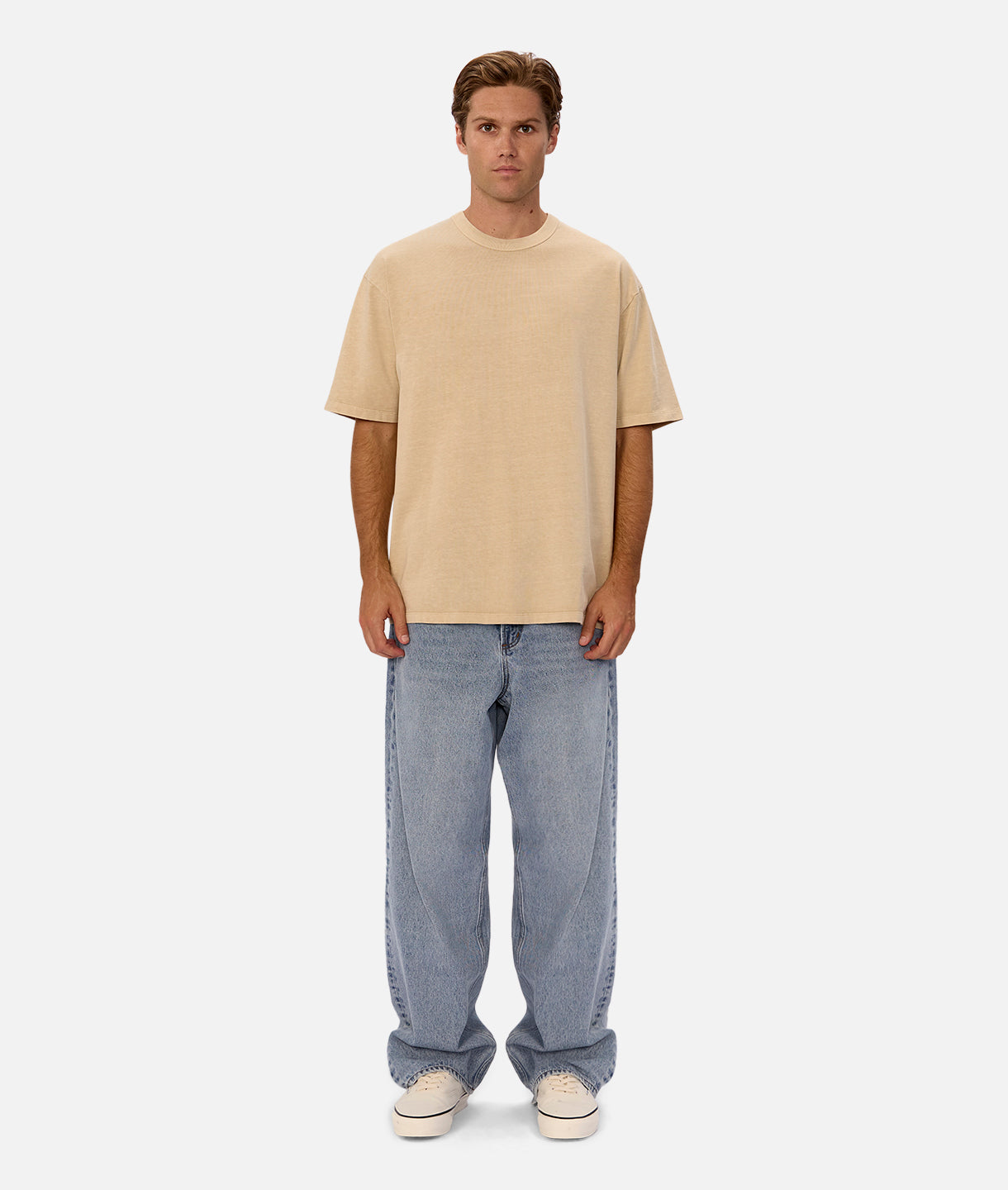 The Del Sur Tee - Soft Washed Camel Crewneck T-Shirt for Men | Comfortable Casual Wear for Everyday Outfits & Relaxing at Home