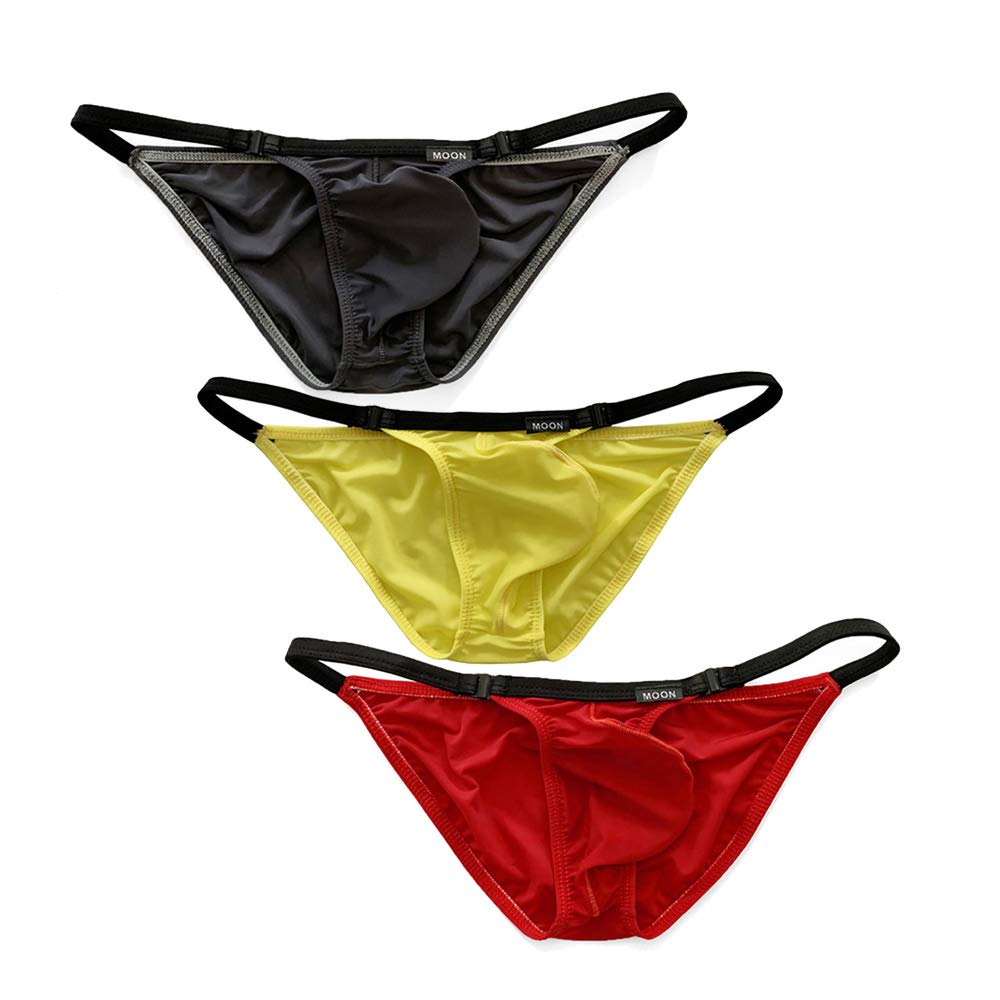 Men's Soft Bulge Solid Underwear - Low Rise Brief String Underpants for Comfort & Support | Perfect for Daily Wear, Gym & Travel