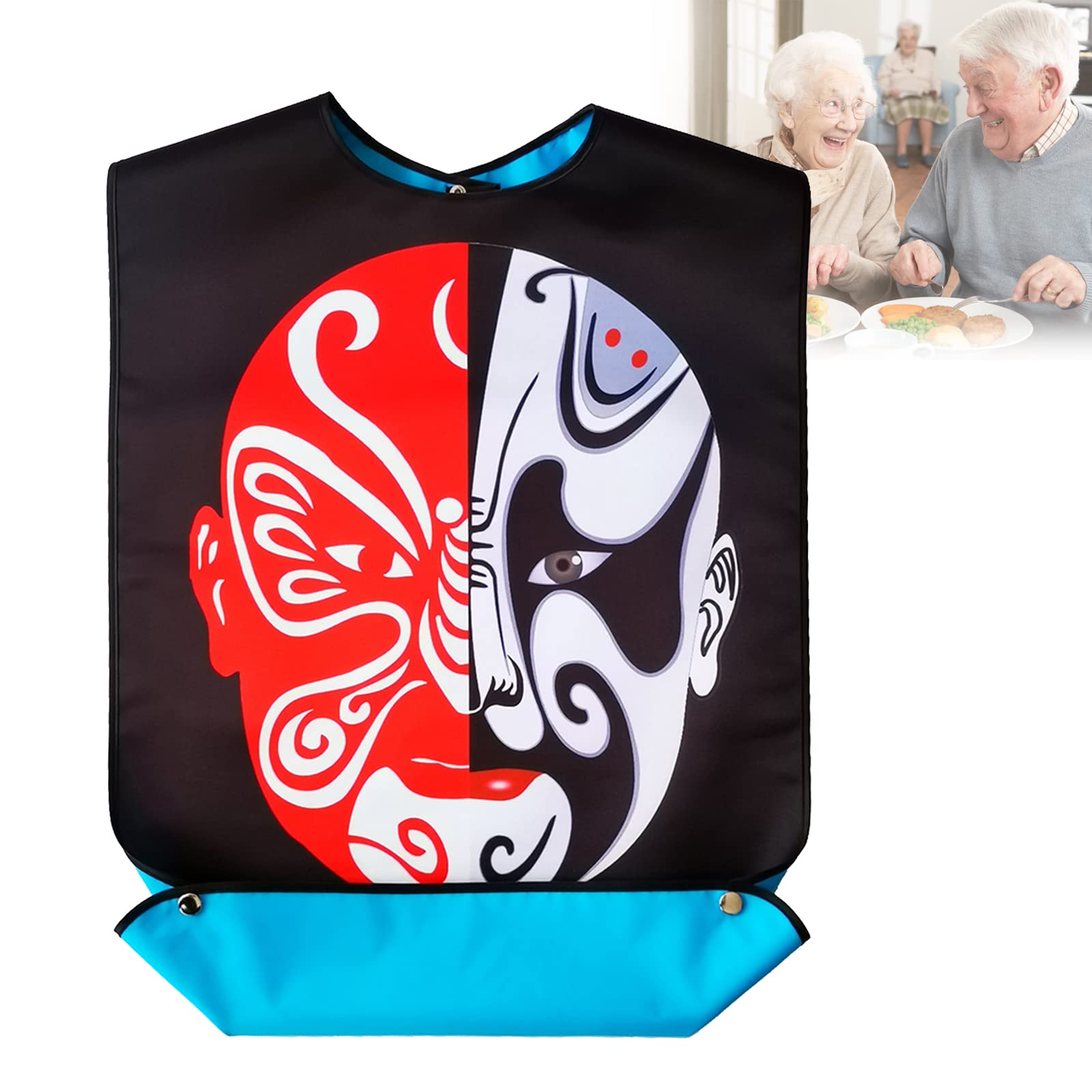 Waterproof Funny Adult Bibs - Reusable Washable Dining Clothing Protectors with Crumb Catcher for Elderly & Patients - Perfect for Mealtime, Nursing Homes & Dementia Care