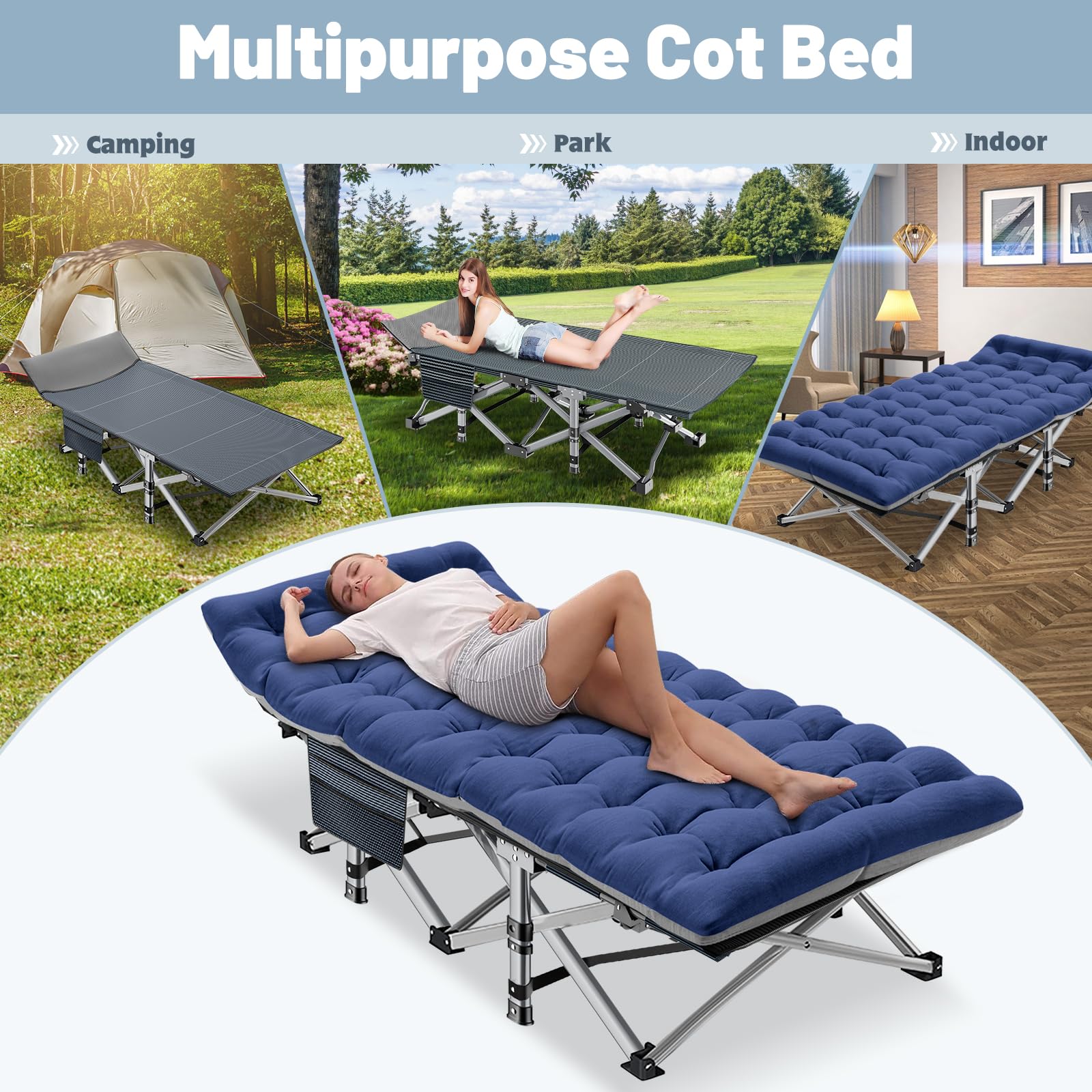 **SLSY XXL Folding Camping Cot for Adults - Portable Outdoor Sleeping Cot with Carry Bag - Perfect for Camping, Travel, Beach & Backyard Relaxation**