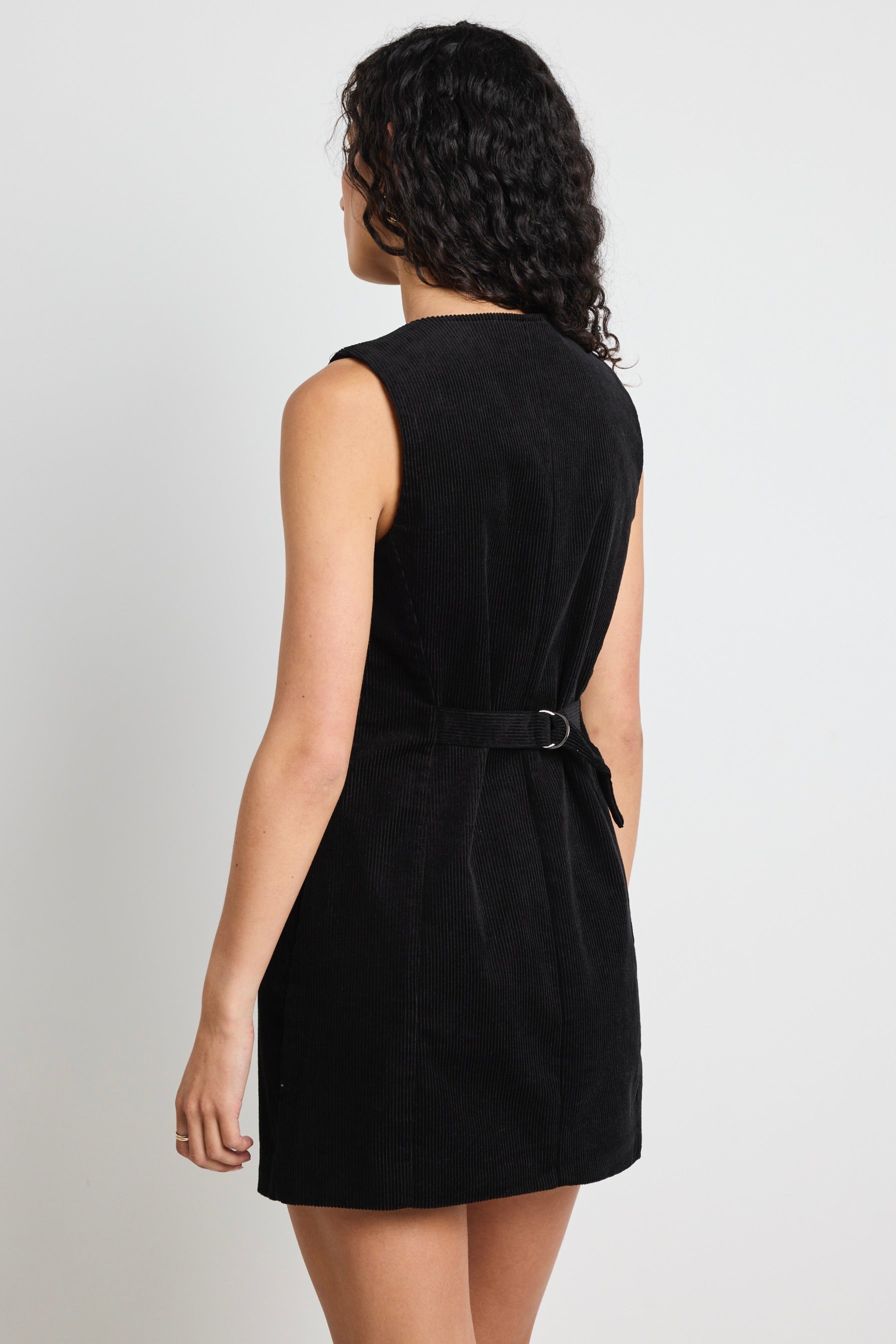 Stylish Black Cord Mini Vest Dress for Women - Perfect for Casual Outings, Parties & Date Nights