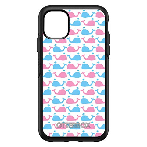 Blue Pink Cartoon Whales On Black Case