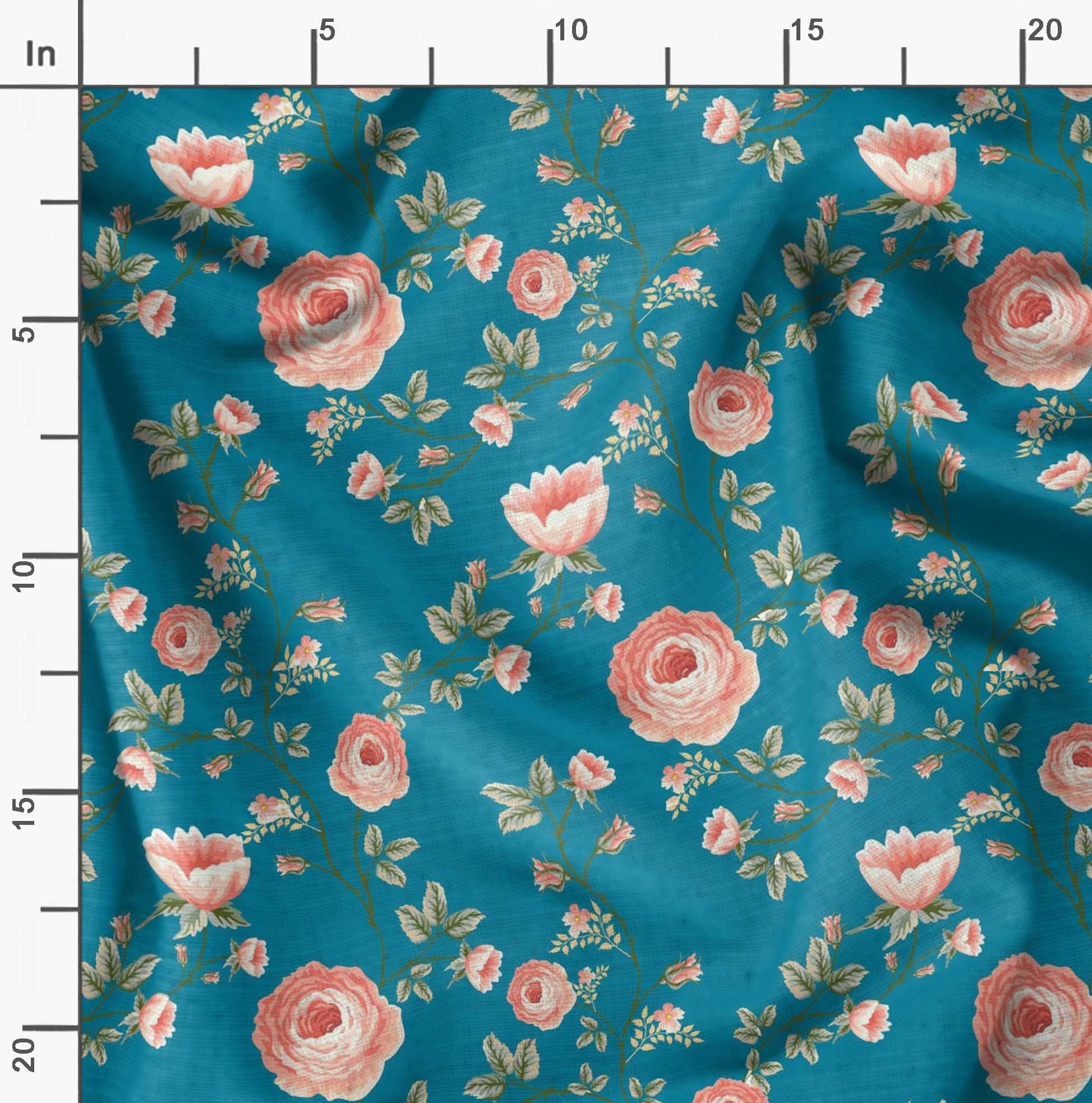 Soimoi Moss Georgette Brown Fabric by The Yard - 42 Inch Wide Floral Printed Fabric with Delicate Flower & Leaf Patterns for Dresses, Curtains, DIY Crafts & Home Decor Projects