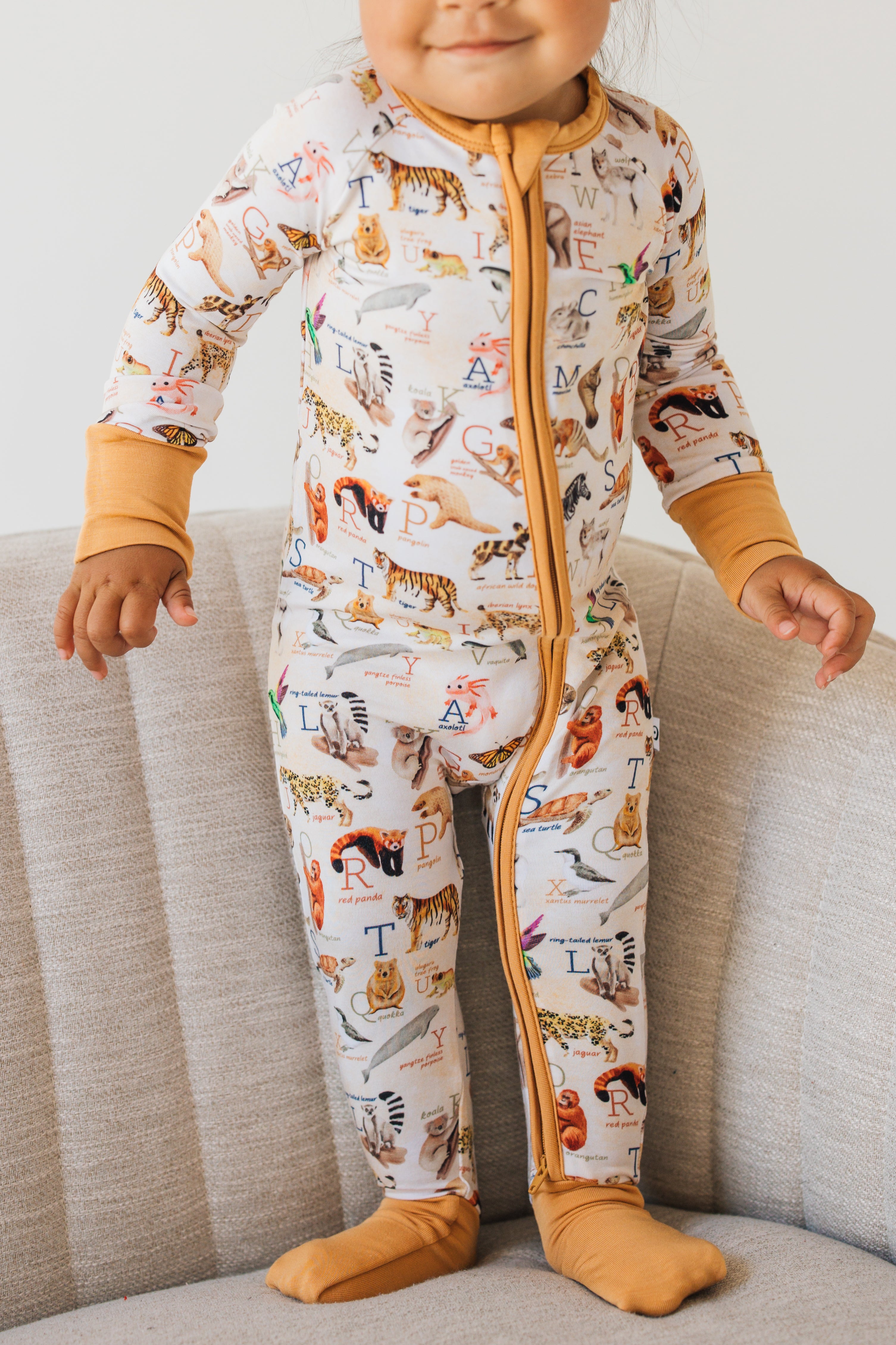 Endangered Animals Alphabet Zip Romper - Cute Baby Bodysuit with A-Z Animal Prints | Perfect for Playtime, Daycare & Photo Shoots