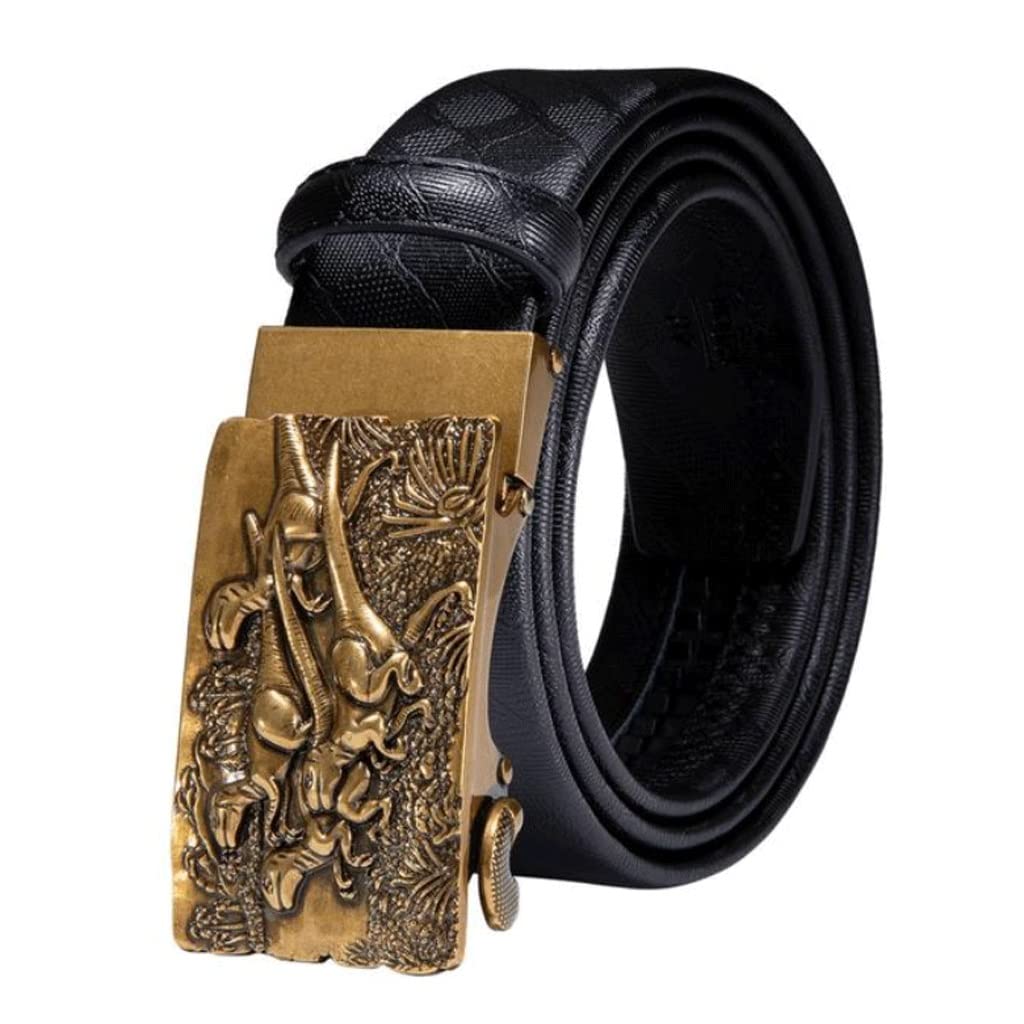 Premium Genuine Leather Men's Dress Belt - Ratchet Sliding Waist Strap for Jeans, Business & Wedding Attire | Adjustable Waistband for Formal Occasions & Office Wear