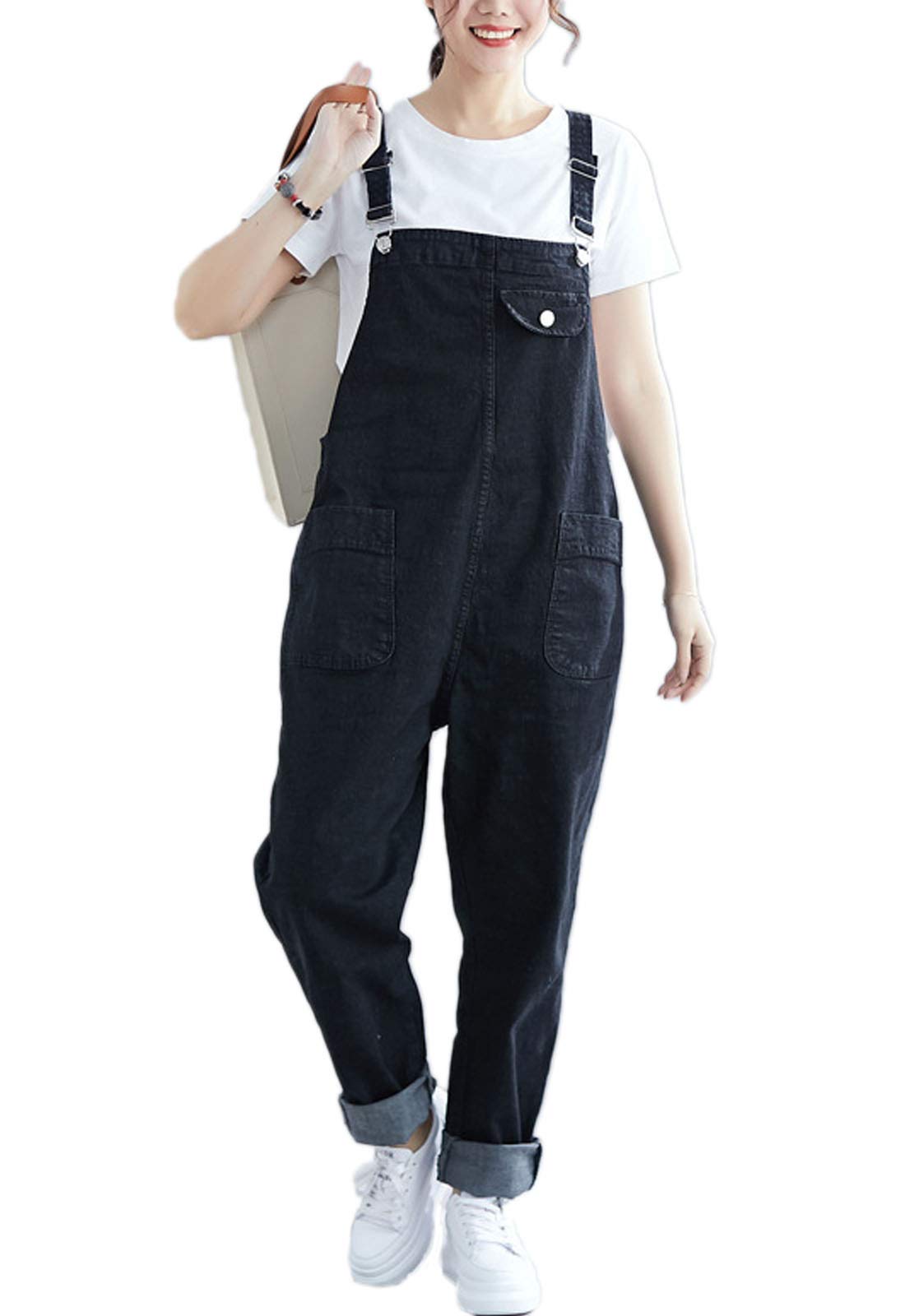 Flygo Women's Loose Fit Baggy Denim Bib Overalls Jumpsuit Harem Pants - Casual Streetwear & Workwear for Women | Perfect for Outdoor Activities, Music Festivals, and Everyday Fashion
