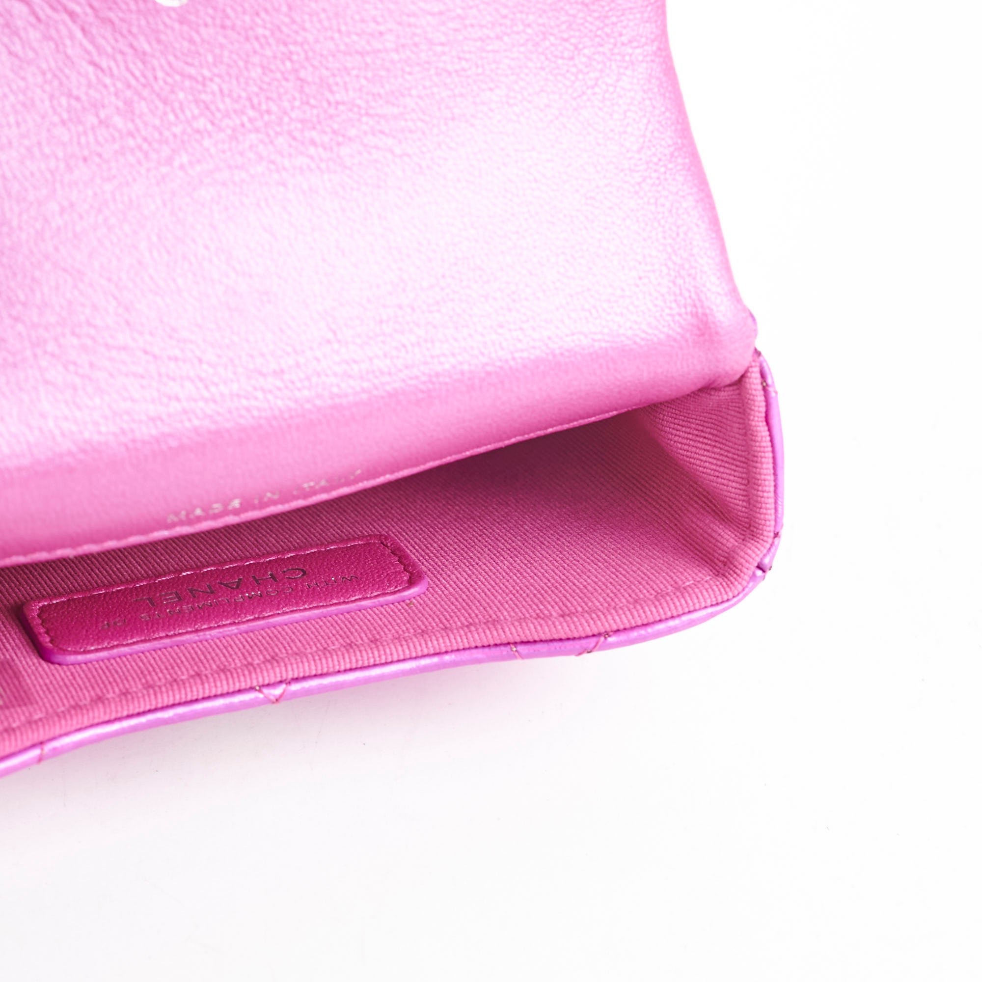 Chanel Neon Pink Leather Card Holder with Keychain - Stylish Wallet for Women, Perfect for Everyday Use & Travel Accessories