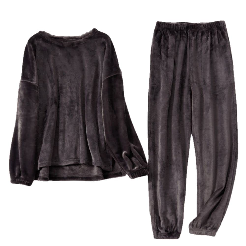 Cozy Matching Couple Pajama Sets for Women - Soft Coral Flannel Sleepwear for Autumn & Winter - Warm & Comfortable Home Nightwear for Date Nights & Relaxing Evenings
