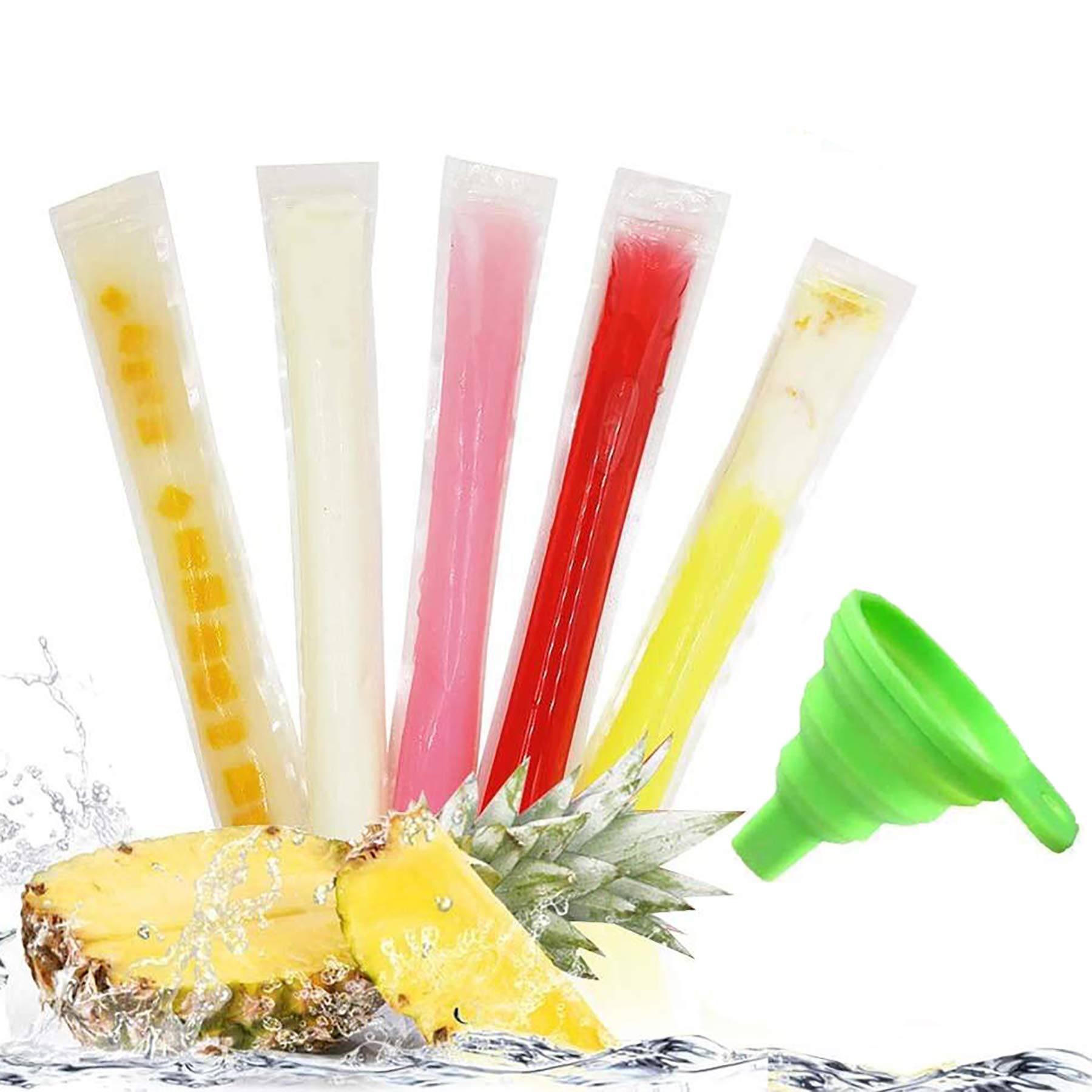 100pcs Reusable Ice Pop Molds - BPA Free & FDA Approved DIY Popsicle Maker Kit with Ziplock Bags for Healthy Homemade Frozen Treats, Ice Lollies, Gogurt & Ice Candy - Perfect for Summer Snacks, Kids Parties & Family Fun