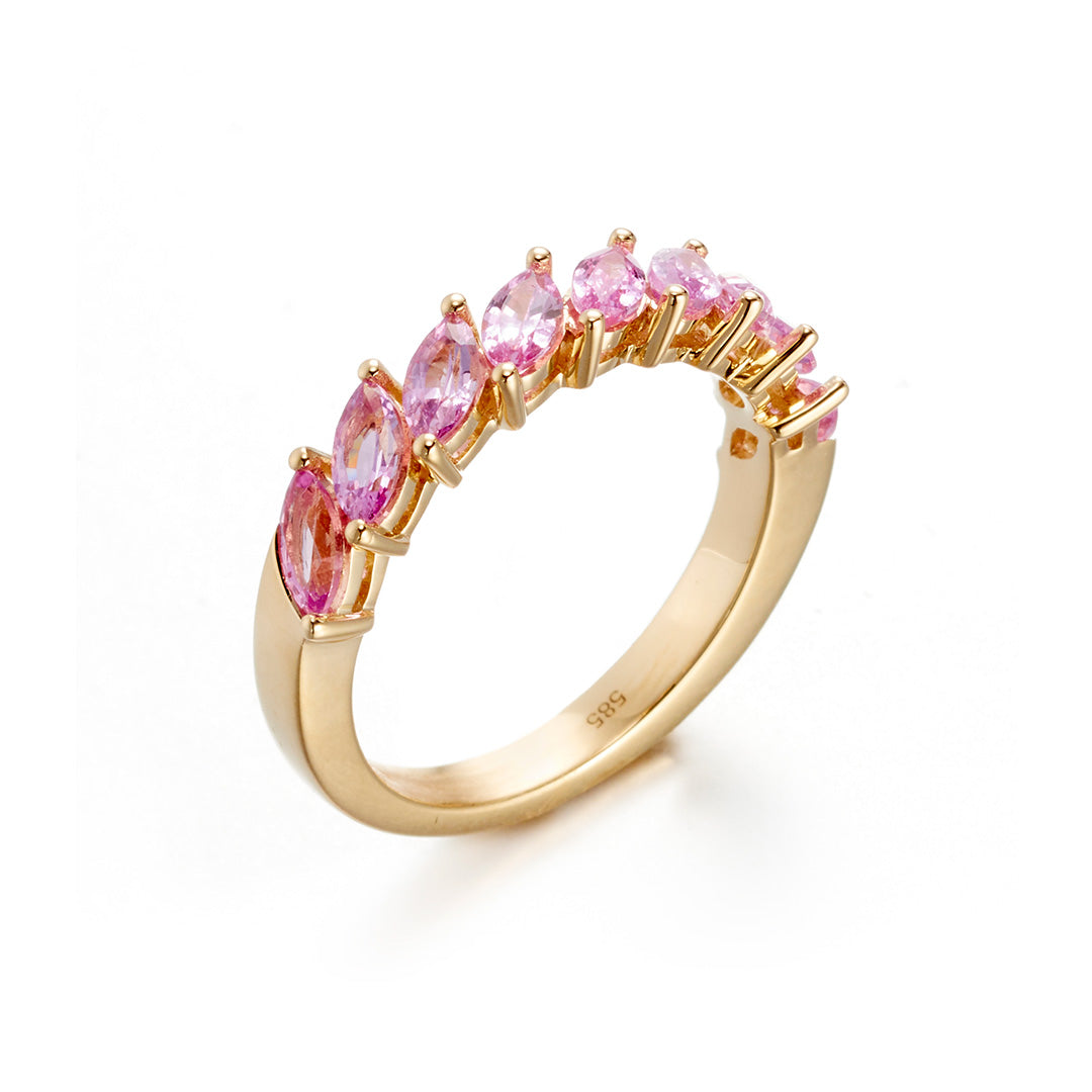 Pink Sapphire Waves Ring for Women - Elegant Sterling Silver Jewelry for Engagement, Anniversary & Gift Giving | Perfect for Weddings, Parties & Special Occasions