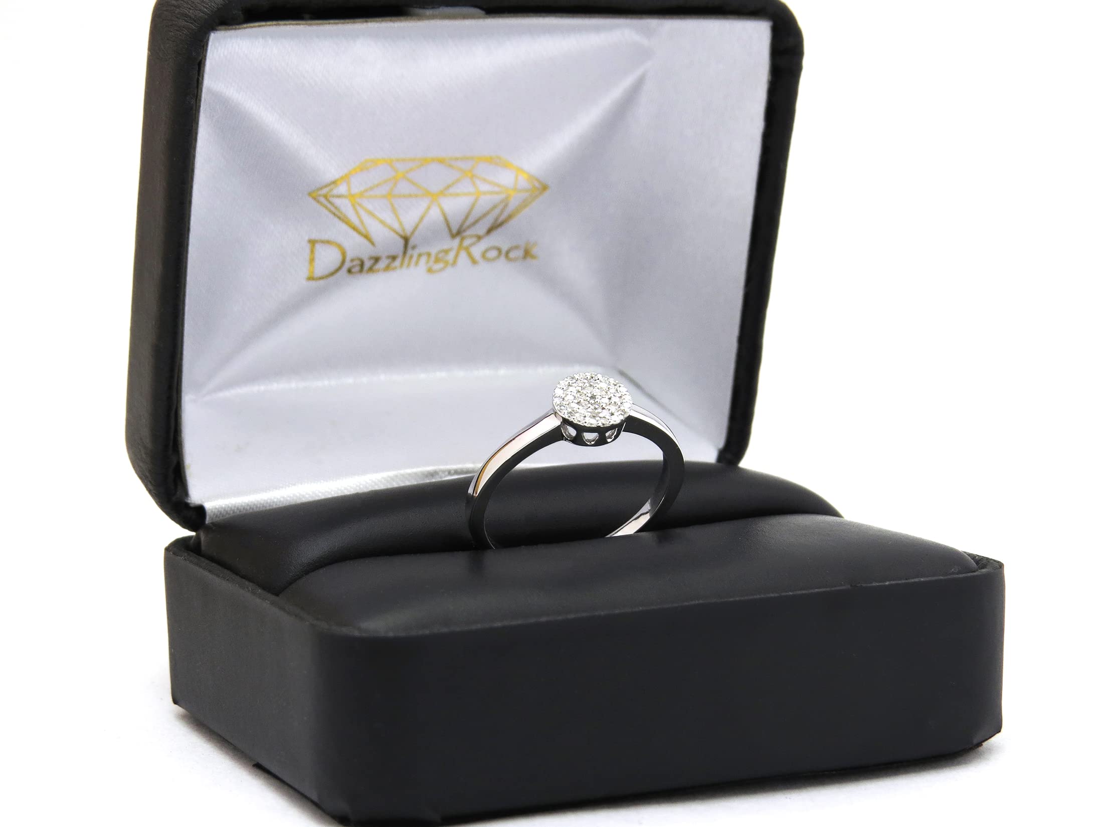 10K White Gold Women's Round Diamond Cluster Ring - 1/8 CTW Dazzlingrock Collection | Elegant Everyday Jewelry, Perfect for Anniversaries, Engagements & Special Occasions